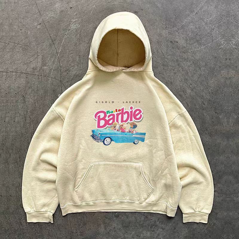 Japanese Brand × Vintage Apricot retro Barbie pattern loose cotton hoodie Size US L / EU 52-54 / 3 - 1 Thumbnail