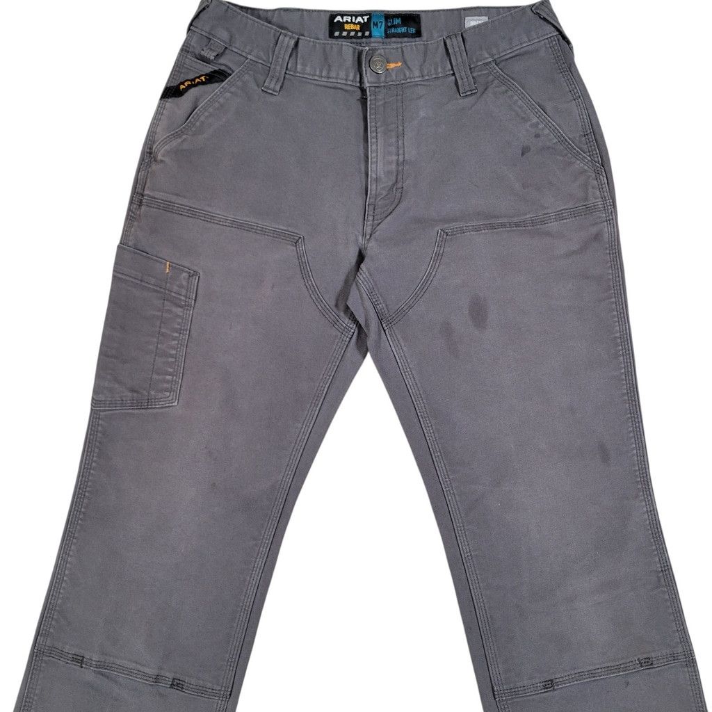 Ariat Ariat Rebar Slim Straight Cargo Relaxed Fit Gray Pant 30/30 Size US 30 / EU 46 - 9 Thumbnail