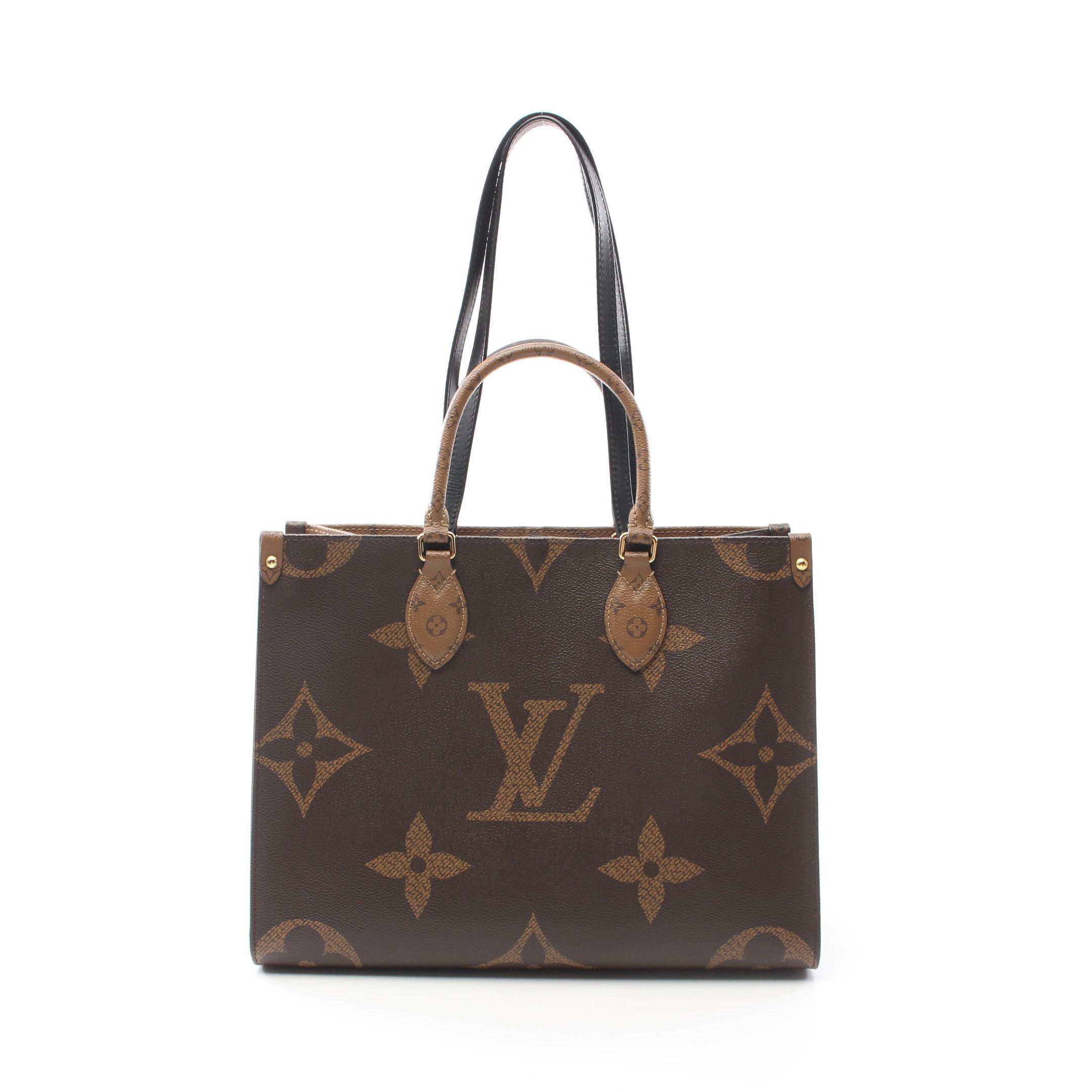 Louis Vuitton Louis Vuitton On-The-Go Mm Monogram Giant Reverse Shoulder Bag Tote Leather Brown Beige Size ONE SIZE - 1 Thumbnail