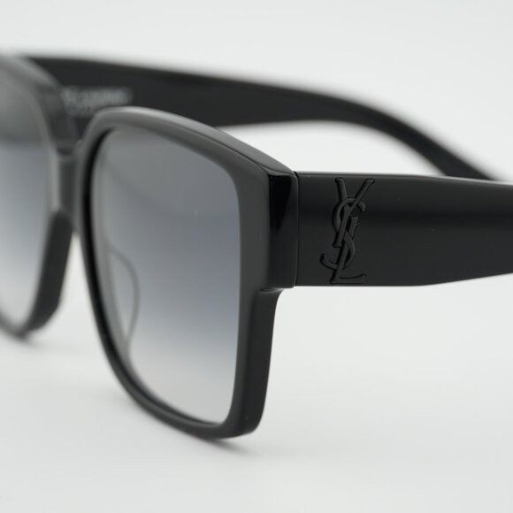 Saint Laurent SL M9 002 Sunglasses Shiny Black Square Frame display picture 2