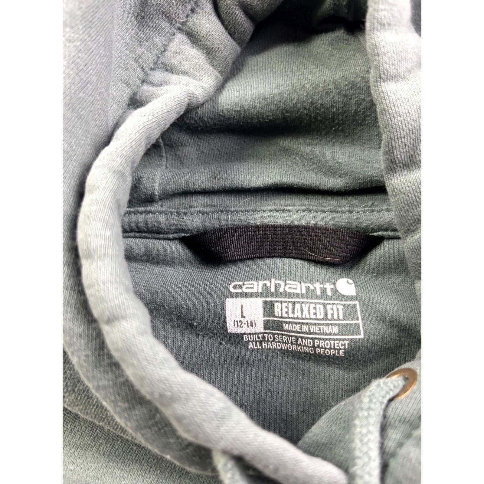 Carhartt Carhartt Hoodie Womens Large Green Fleece Pullover Logo Sleeve Casual Sweatshirt - Relaxed Fit | Crew Neck | Knit Cuff Hem - Winter Size L / US 10 / IT 46 - 2 Thumbnail