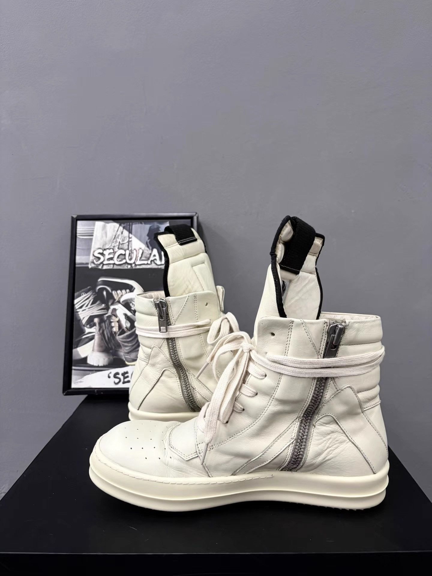 Rick Owens Rick Owens White Geobasket Sneakers K34 Size US 7.5 / EU 40-41 - 5 Thumbnail