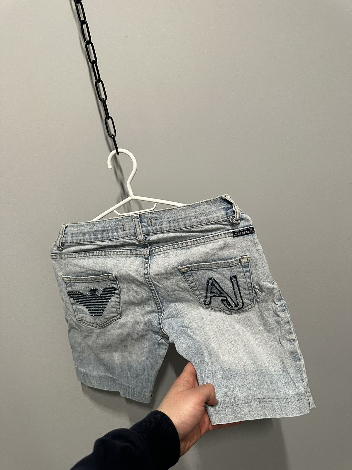 Armani Vintage Armani Big Logo Denim Shorts 2000s Style Y2K Size 26" / US 2 / IT 38 - 3 Thumbnail