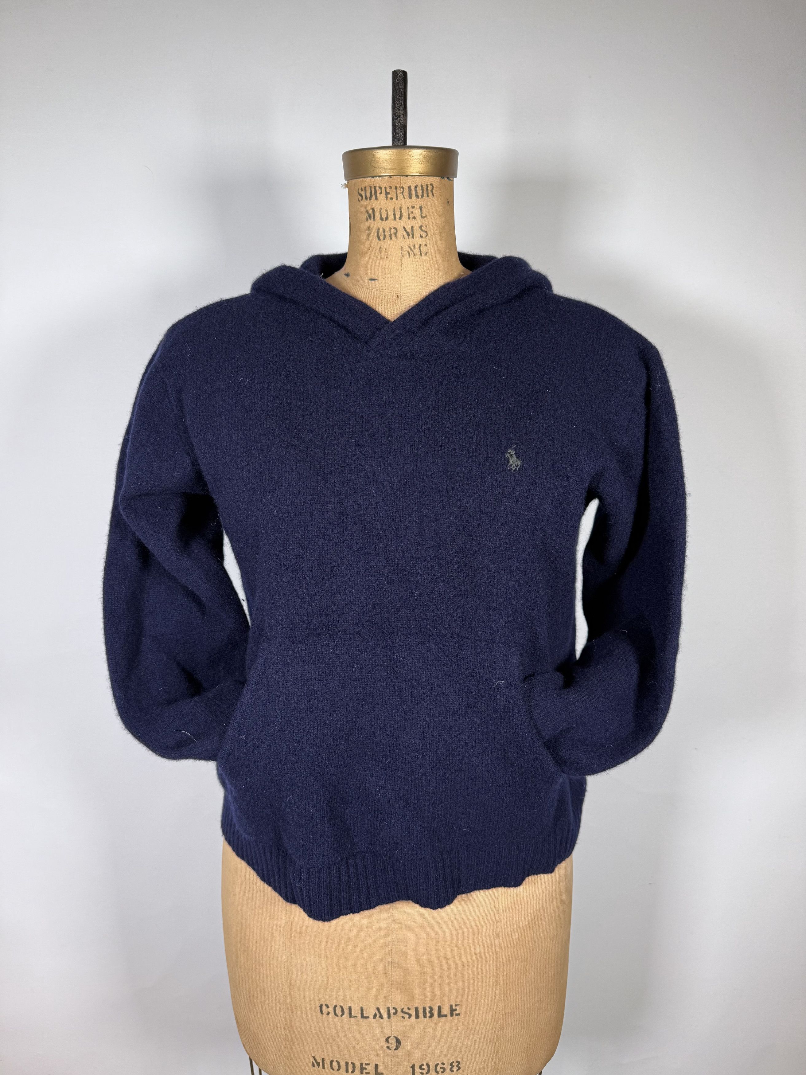 Polo Ralph Lauren Rare Polo Ralph Lauren Navy Merino Wool Hoodie Size M / US 6-8 / IT 42-44 - 1 Thumbnail