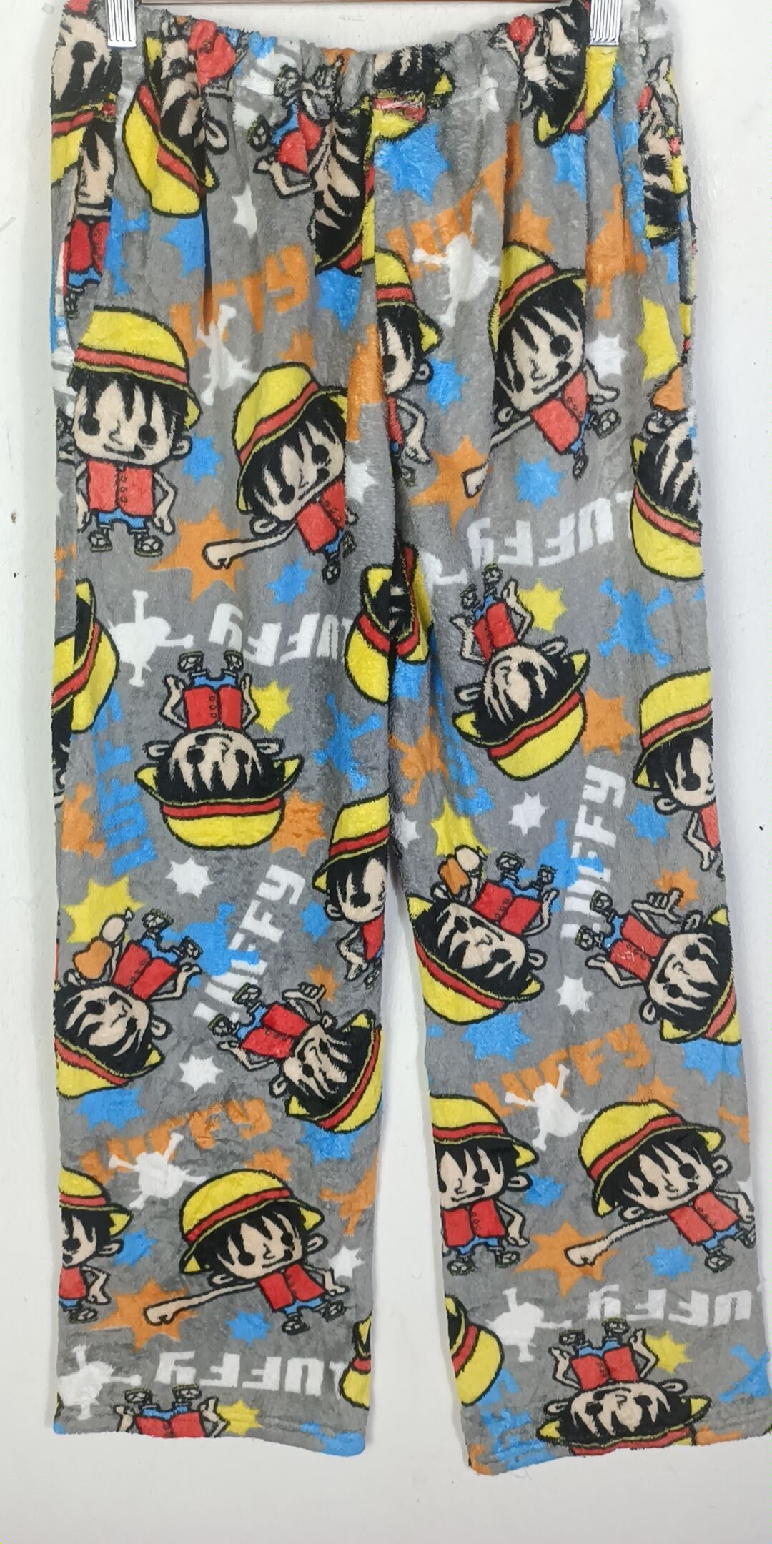 One Piece One Piece D Luffy Over Print Fleece Pants Size US 37 - 5 Thumbnail