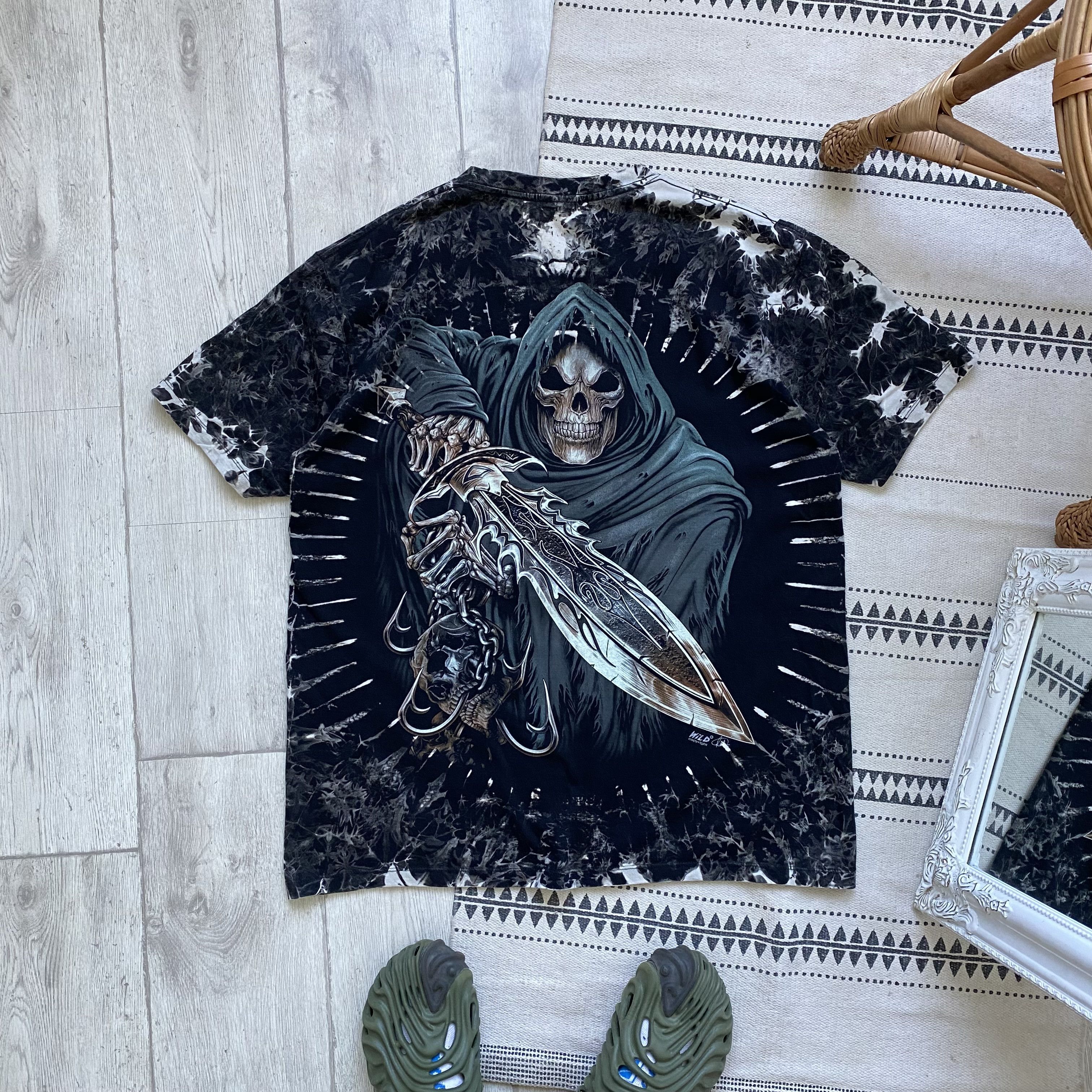 Band Tees ☠️ Vintage 90s Wild Skeleton heavy Tee tie dye rock style Size US L / EU 52-54 / 3 - 7 Thumbnail