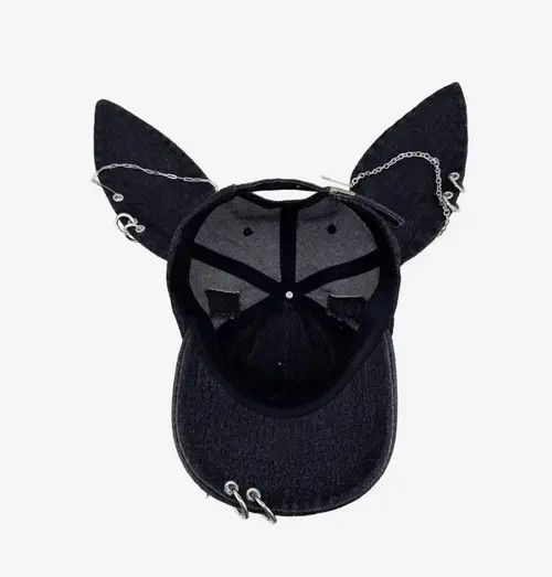VIBE Avant garde chunky bunny rabbit ear distressed raw denim cap Size ONE SIZE - 5 Thumbnail