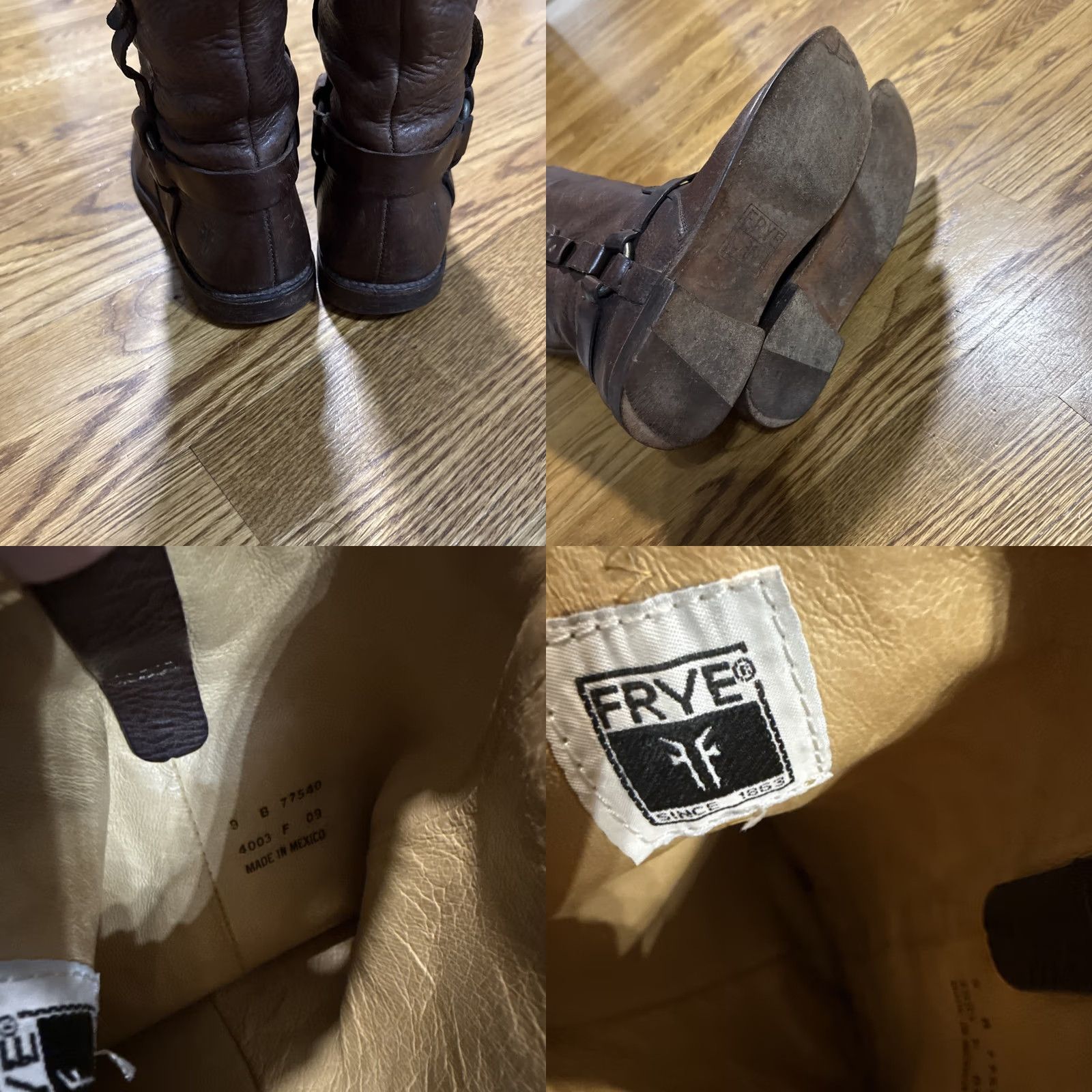 Frye Frye Paige Loop Pull On Harness Boots Brown Brass Hardware Mexico 9B Leather Boots Women Harness Biker Western Distressed Leather Size US 9 / IT 39 - 9 Thumbnail