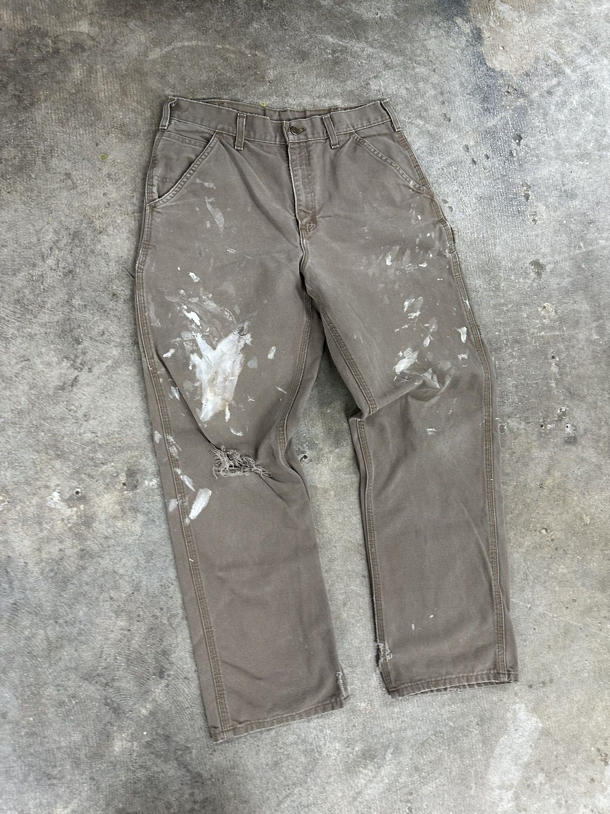 Carhartt × Vintage Crazy Y2K Brown Carhartt Dungaree Workwear Pants 32x32 Size US 32 / EU 48 - 3 Thumbnail