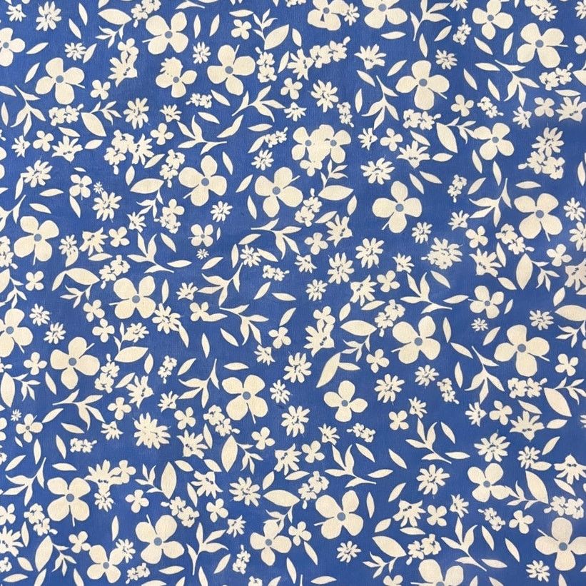 Other One of a Kind Silk Scarf Manufacture Sample Blue Flowers Size ONE SIZE - 2 Thumbnail