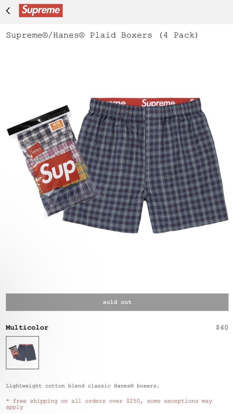 Hanes × Supreme Supreme Hanes Plaid Boxers (4 pack) | Grailed