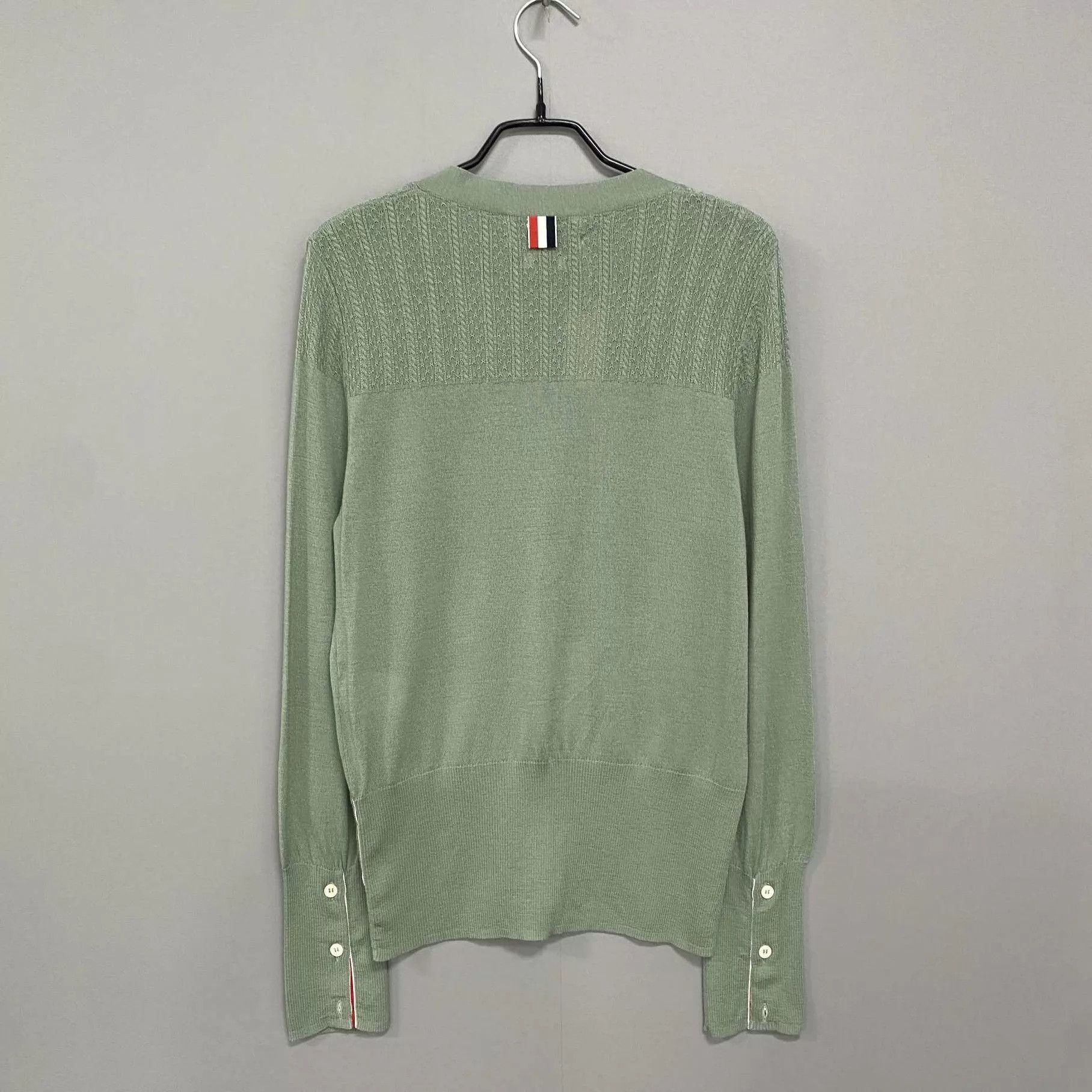 Thom Browne Thom Browne Gray Bean Green Wool Cardigan 42 Size M / US 6-8 / IT 42-44 - 3 Thumbnail