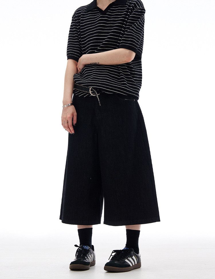Japanese Brand Retro loose wide-leg men's cleanfit casual denim shorts Size US 32 / EU 48 - 3 Thumbnail
