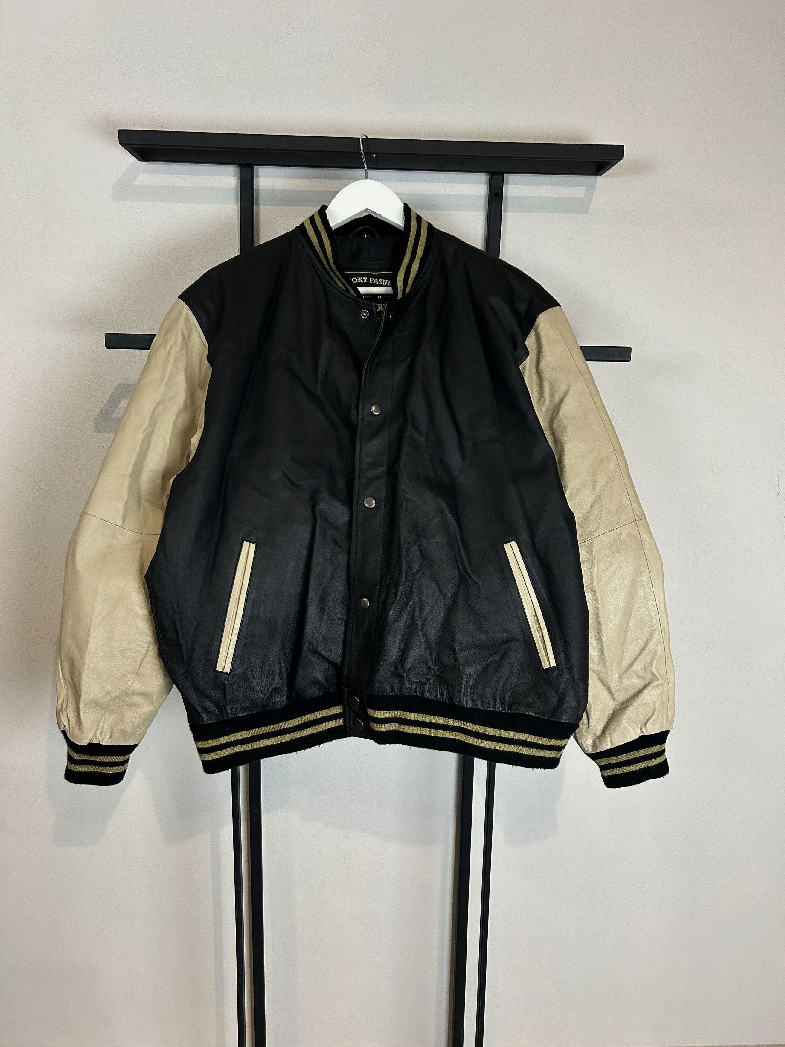 Vintage Leather Varsity Jacket Two Tone Vintage College Style Black Size US L / EU 52-54 / 3 - 3 Thumbnail
