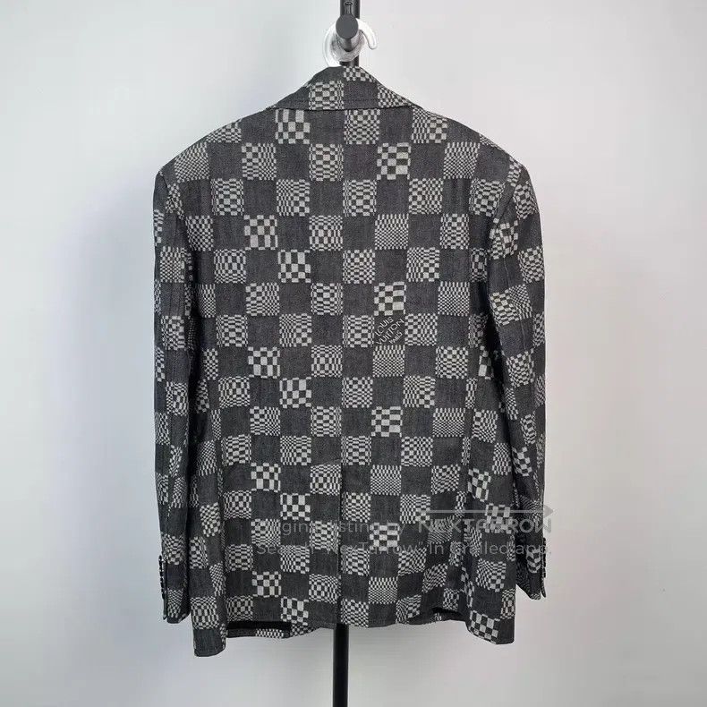 Louis Vuitton Louis Vuitton Grey checkerboard leather logo denim jacket Size US M / EU 48-50 / 2 - 2 Thumbnail
