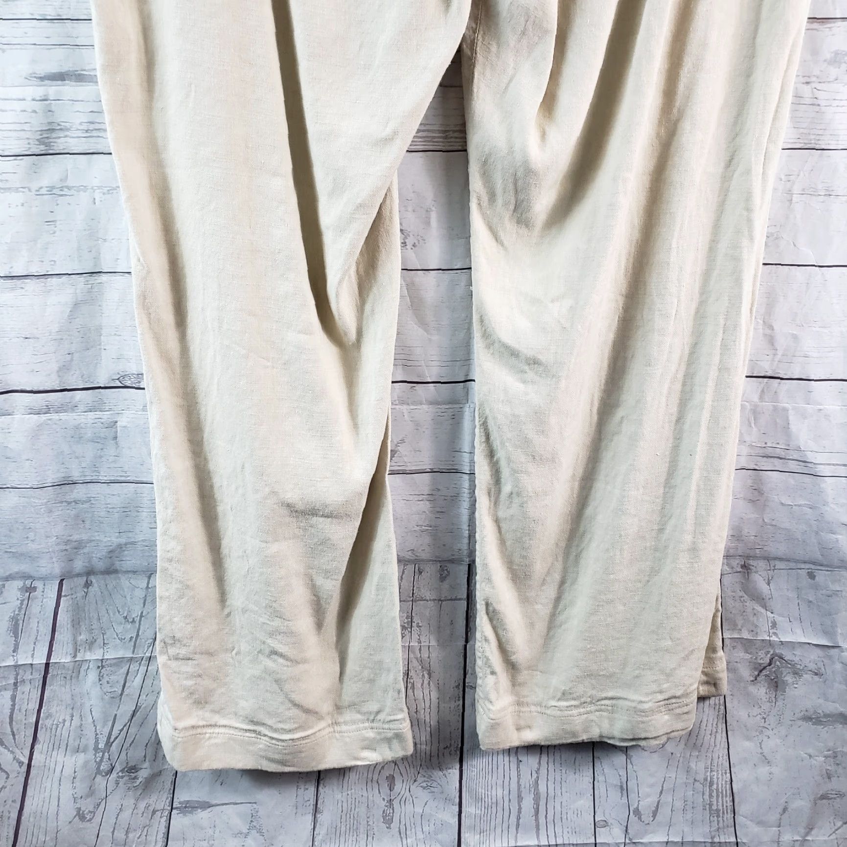 NYDJ VINTAGE NYDJ Womens Claire Trousers 18 Long Beige Linen Blend High Rise Pants Womens Size 40" / US 18 - 5 Thumbnail
