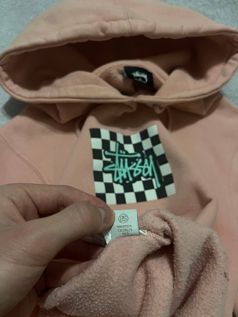 Stussy Stüssy Pink Hoodie with Checkerboard Logo Cozy Fit Streetwea Size US M / EU 48-50 / 2 - 6 Thumbnail