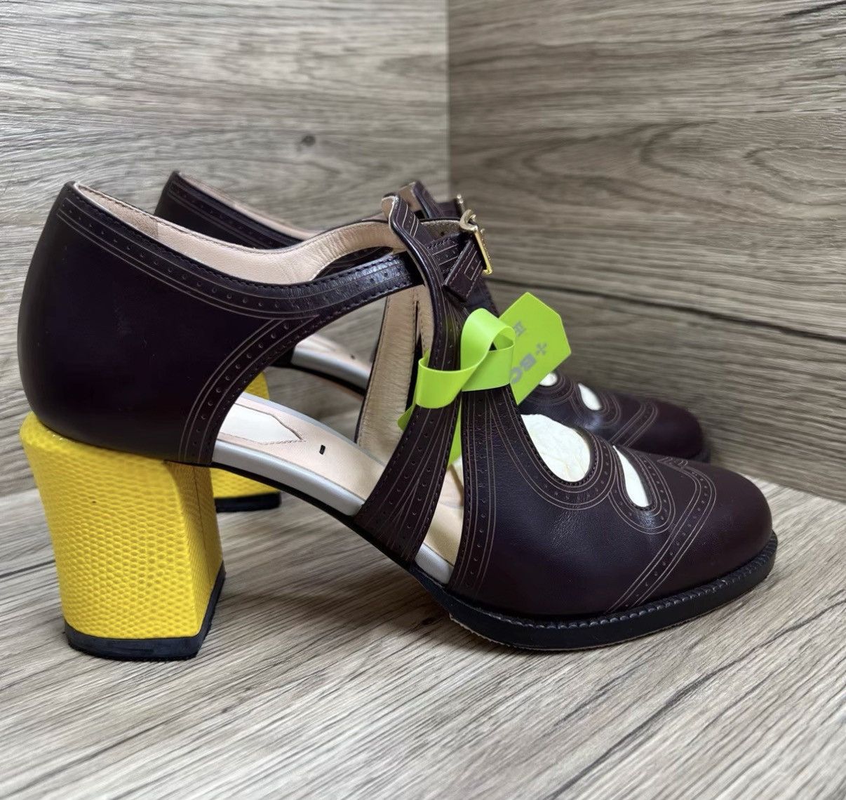 Fendi Fendi Brown & Yellow Mary Jane High Heels J41 Size US 6 / IT 36 - 3 Thumbnail