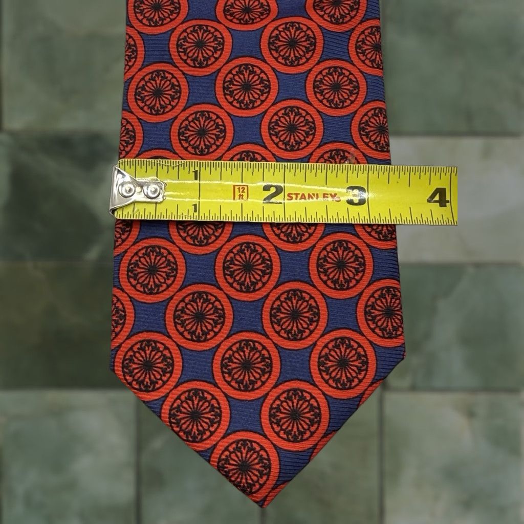 Vintage Ben Silver Tie Red Blue Medallion Geometric Stylish Elegance Luxury Size ONE SIZE - 1 Thumbnail