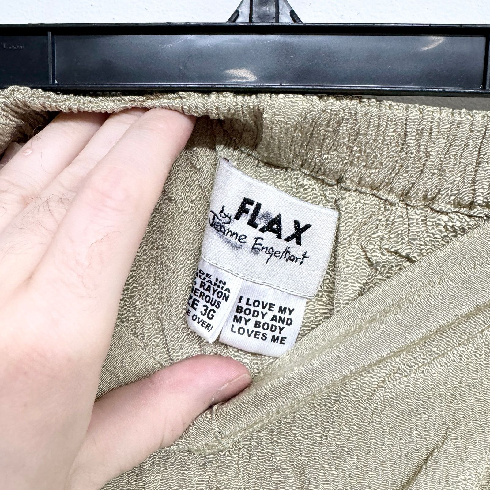 FLAX Flax Green Stretched Wasited 100% Linen Trouser Pants Sz 3G Size 26" / US 2 / IT 38 - 2 Thumbnail