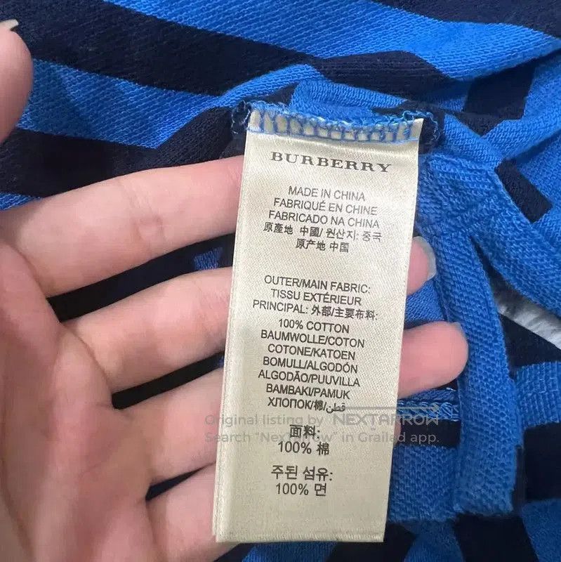 Burberry Striped Blue Cotton Men's Polo Shirt.