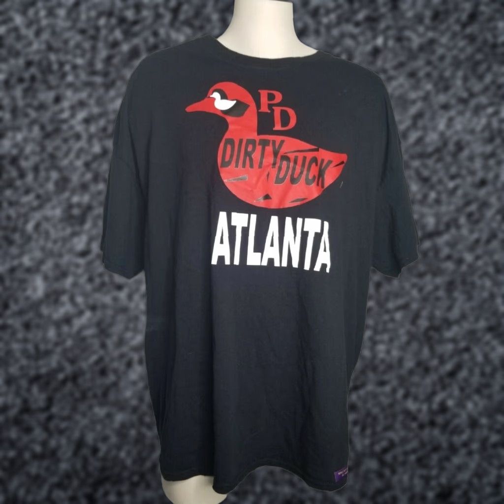 Gildan Mens 3XL T-Shirt Black Double Sided Gildan Lion Logo USA Atlanta GA Purple Duck Dirty Size US XXL / EU 58 / 5 - 1 Thumbnail