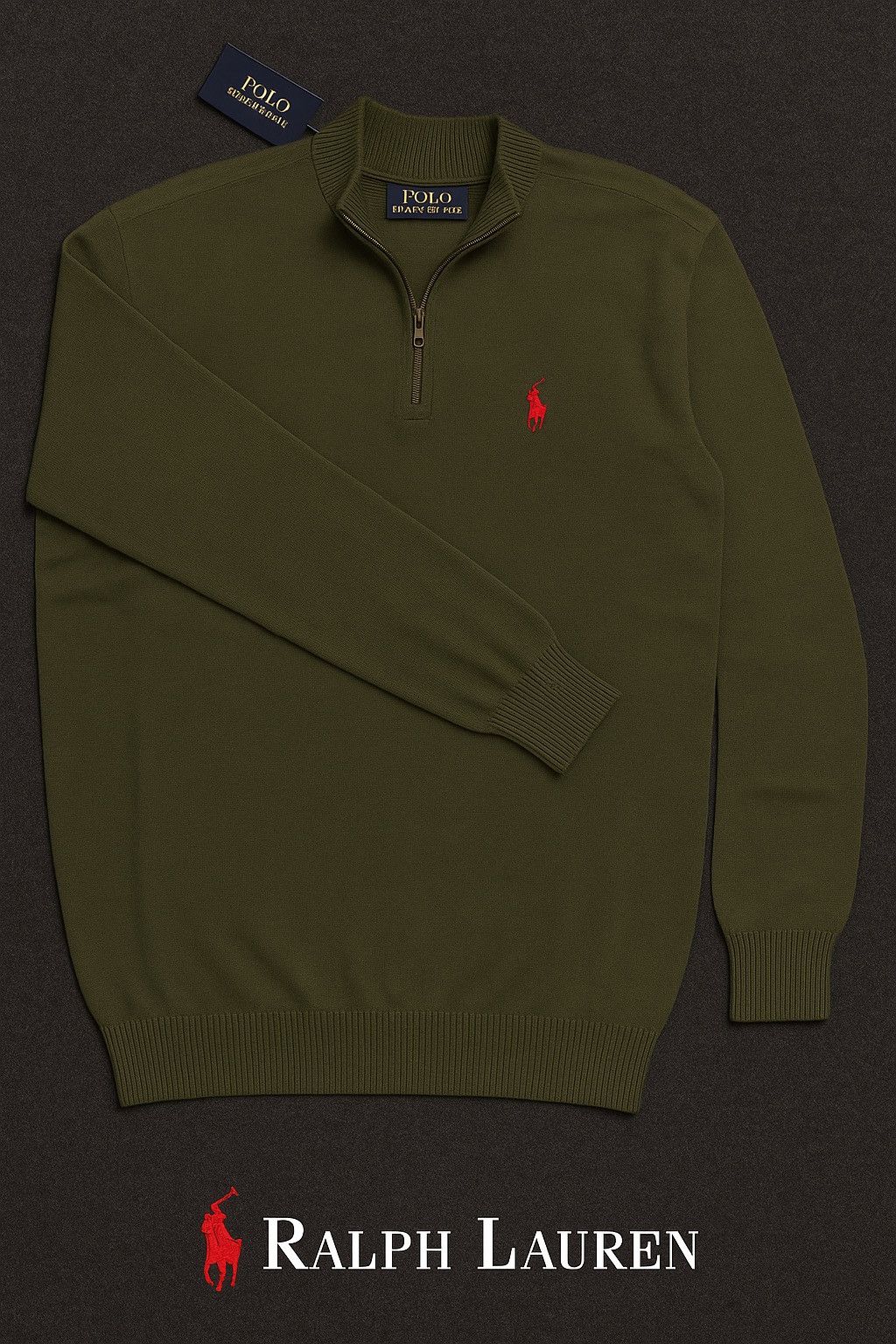 Ralph Lauren Sport Olive Green Quarter-Zip Sweater – Size M Size US M / EU 48-50 / 2 - 2 Thumbnail