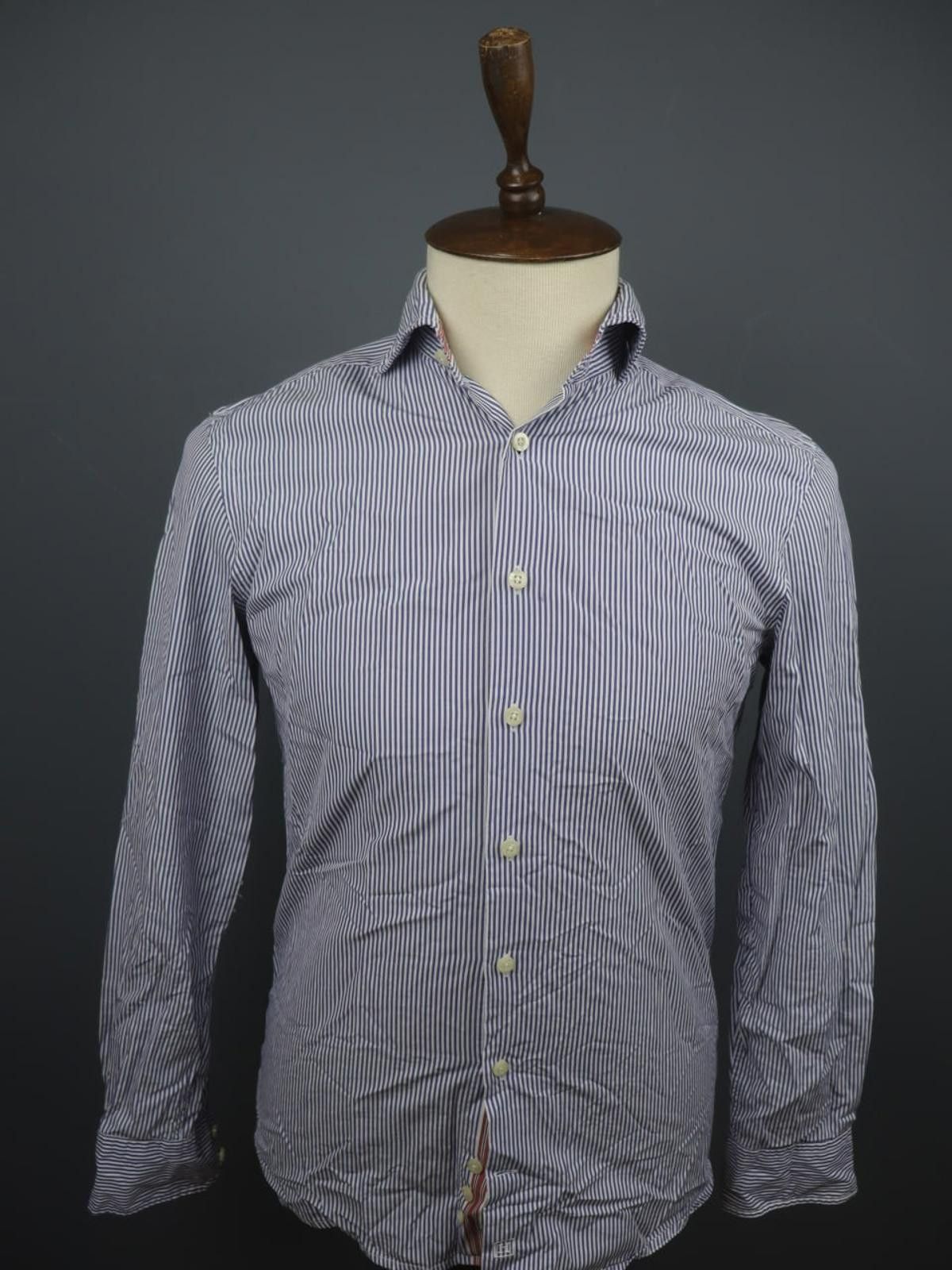Designer Hackett London Blue White Striped 100% Shirt Size S Size US S / EU 44-46 / 1 - 1 Thumbnail