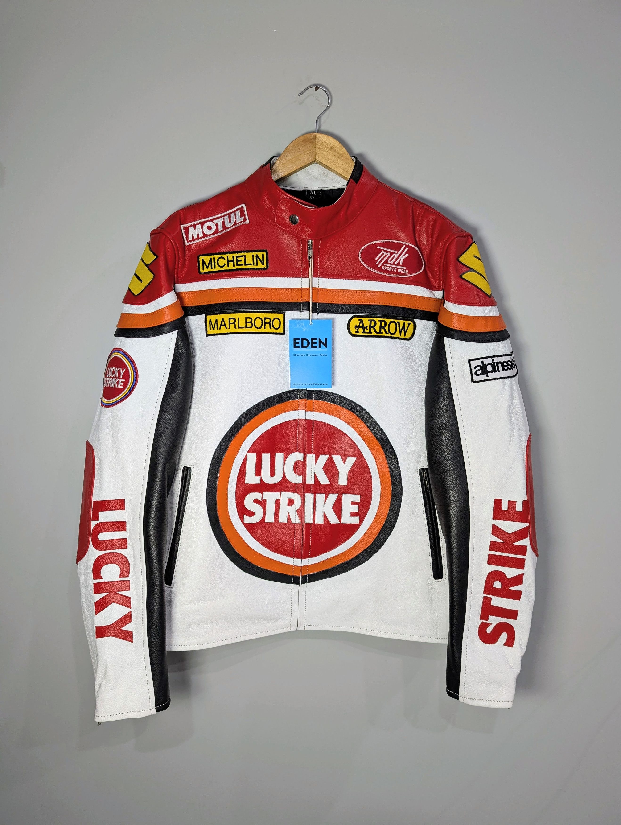 Vintage 🔥Lucky Strike🔥 Oversized Vintage 90s Leather Jacket Retro Size XXL / US 16-18 / IT 52-54 - 1 Thumbnail