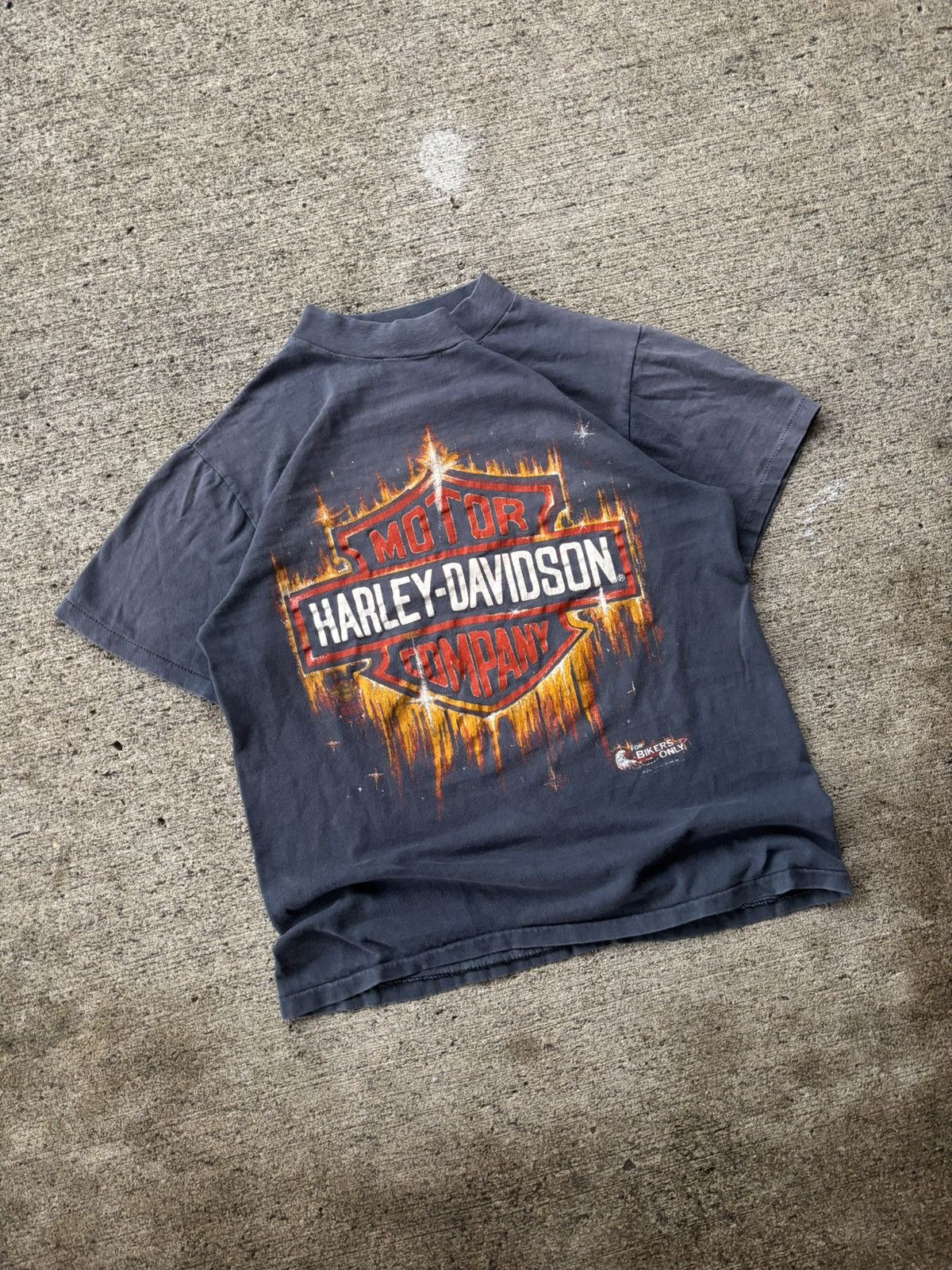 Harley Davidson Grail 80s Harley Davidson Flame T-Shirt “For Bikers Only” Size US S / EU 44-46 / 1 - 1 Thumbnail