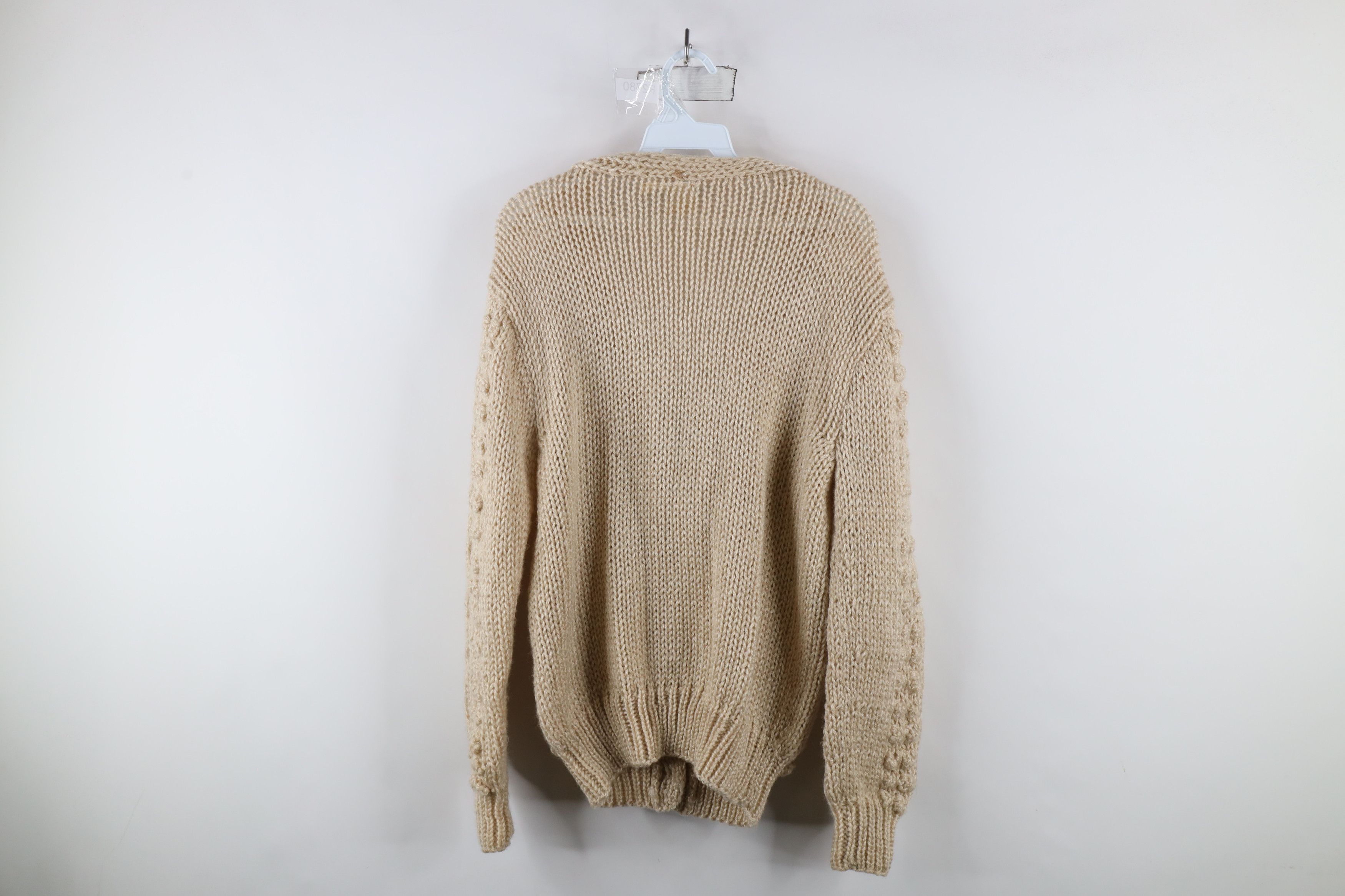 Vintage Vintage 70s Streetwear Knobby Knit Cardigan Sweater Beige Size L / US 10 / IT 46 - 10 Thumbnail
