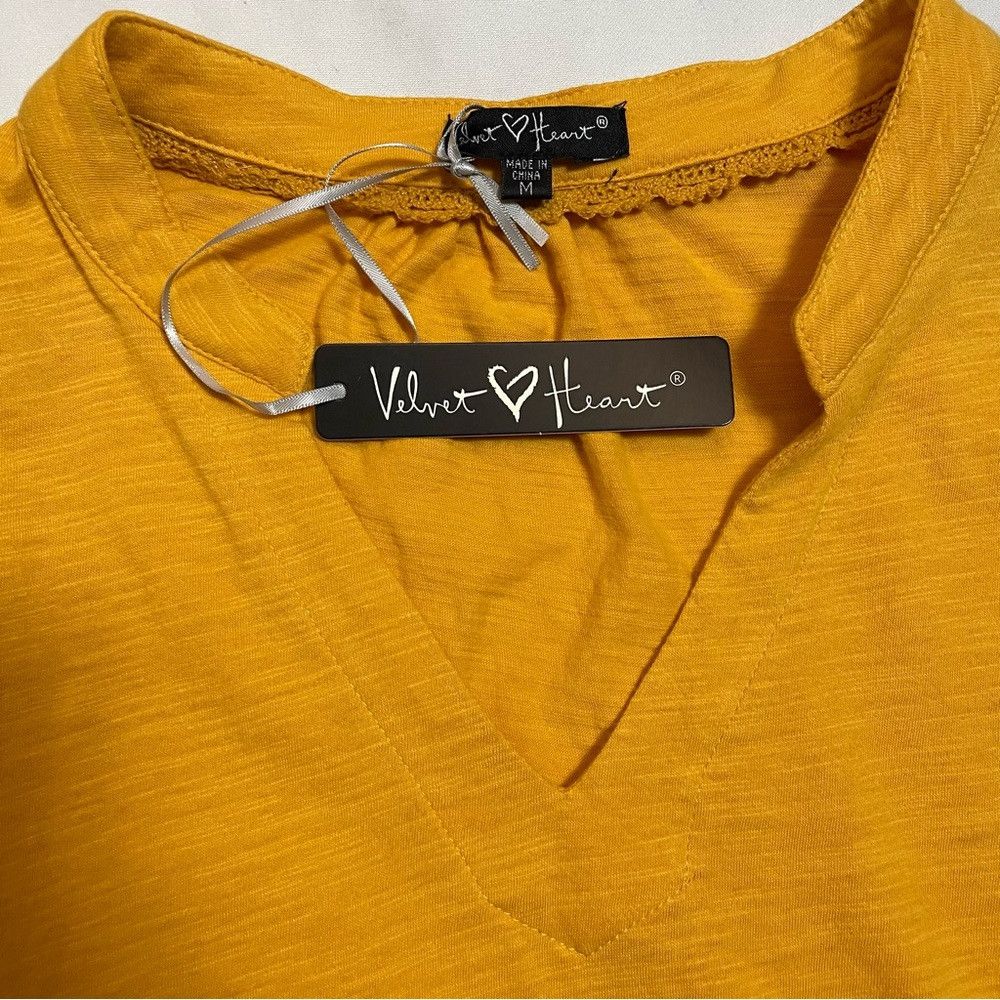 Other NWT New Velvet Heart Verdine V-Neck Ruffle Sleeve Yellow Te Size M / US 6-8 / IT 42-44 - 9 Thumbnail