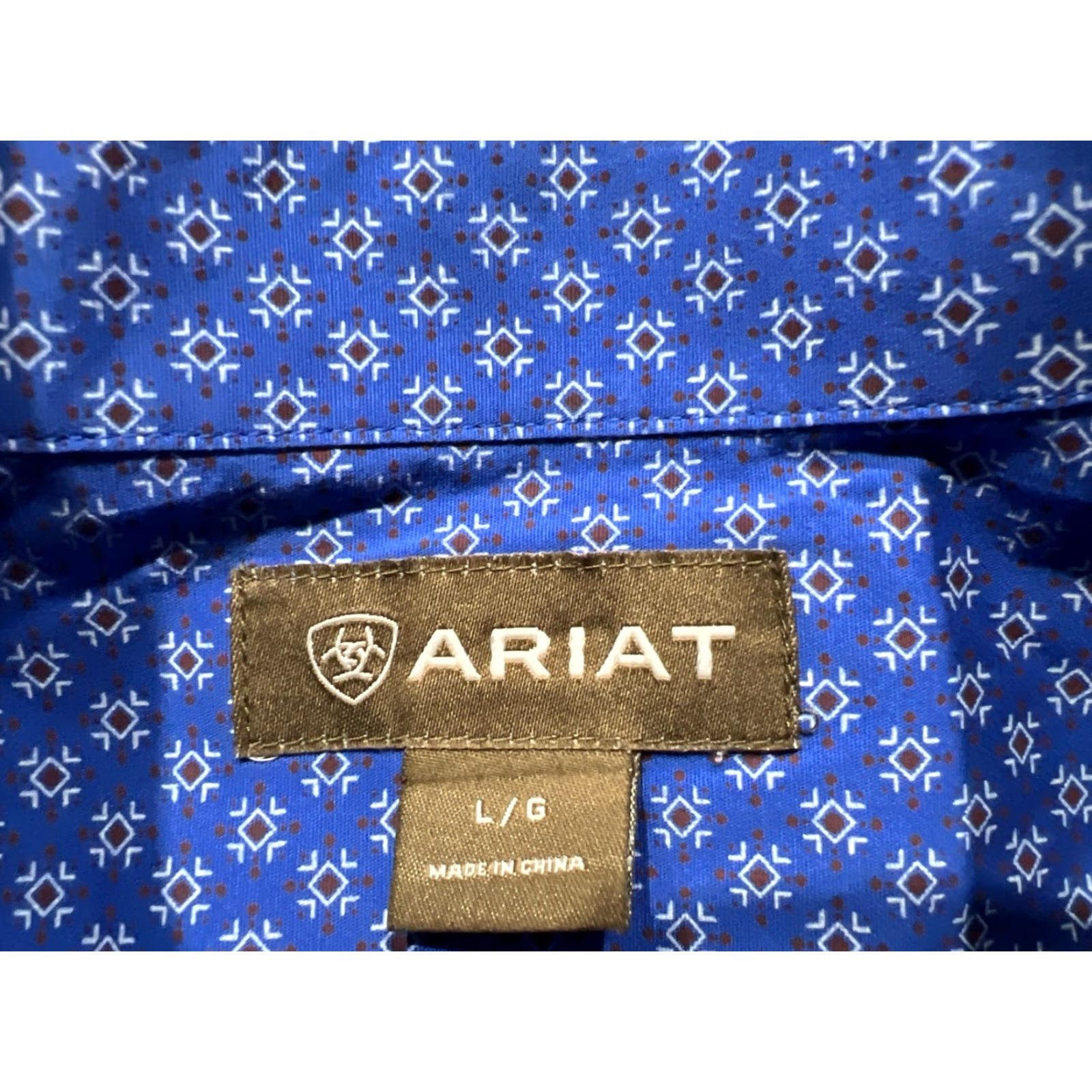 Ariat Ariat Button-Up Shirt Geometric Embroidered Long Sleeve Blue Size L Men's Size US L / EU 52-54 / 3 - 7 Thumbnail