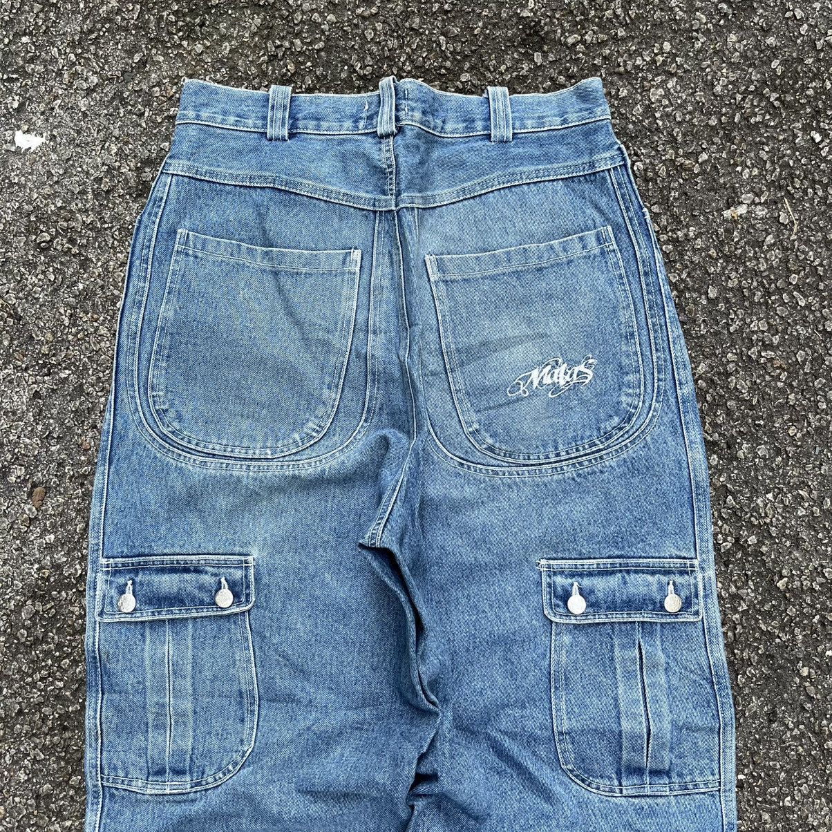 Southpole Baggy Jeans Multi Pocket Faded Blue Y2K Denim Skater Pants Size US 32 / EU 48 - 12 Thumbnail