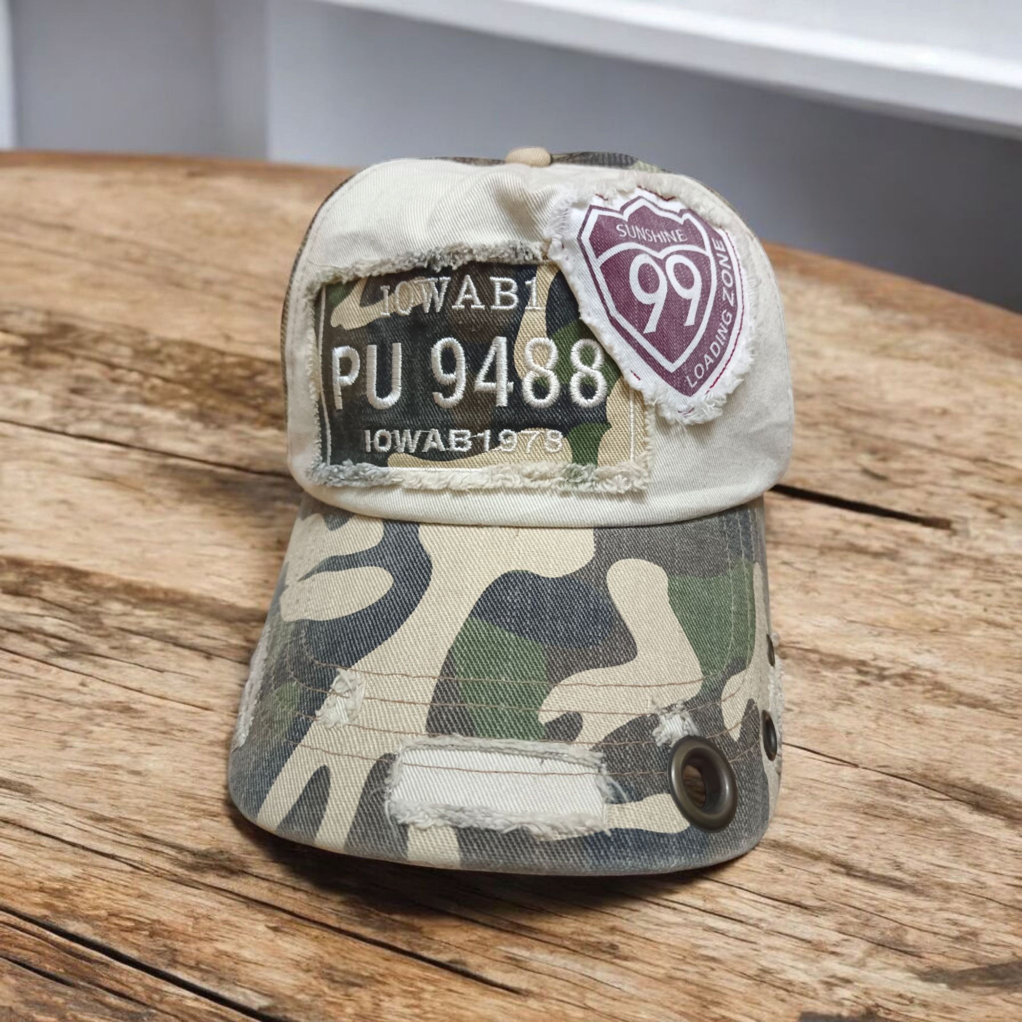 Vintage Vintage Sunshine Zone 99 7 Panels Camo Trucker Hat Size ONE SIZE - 1 Thumbnail