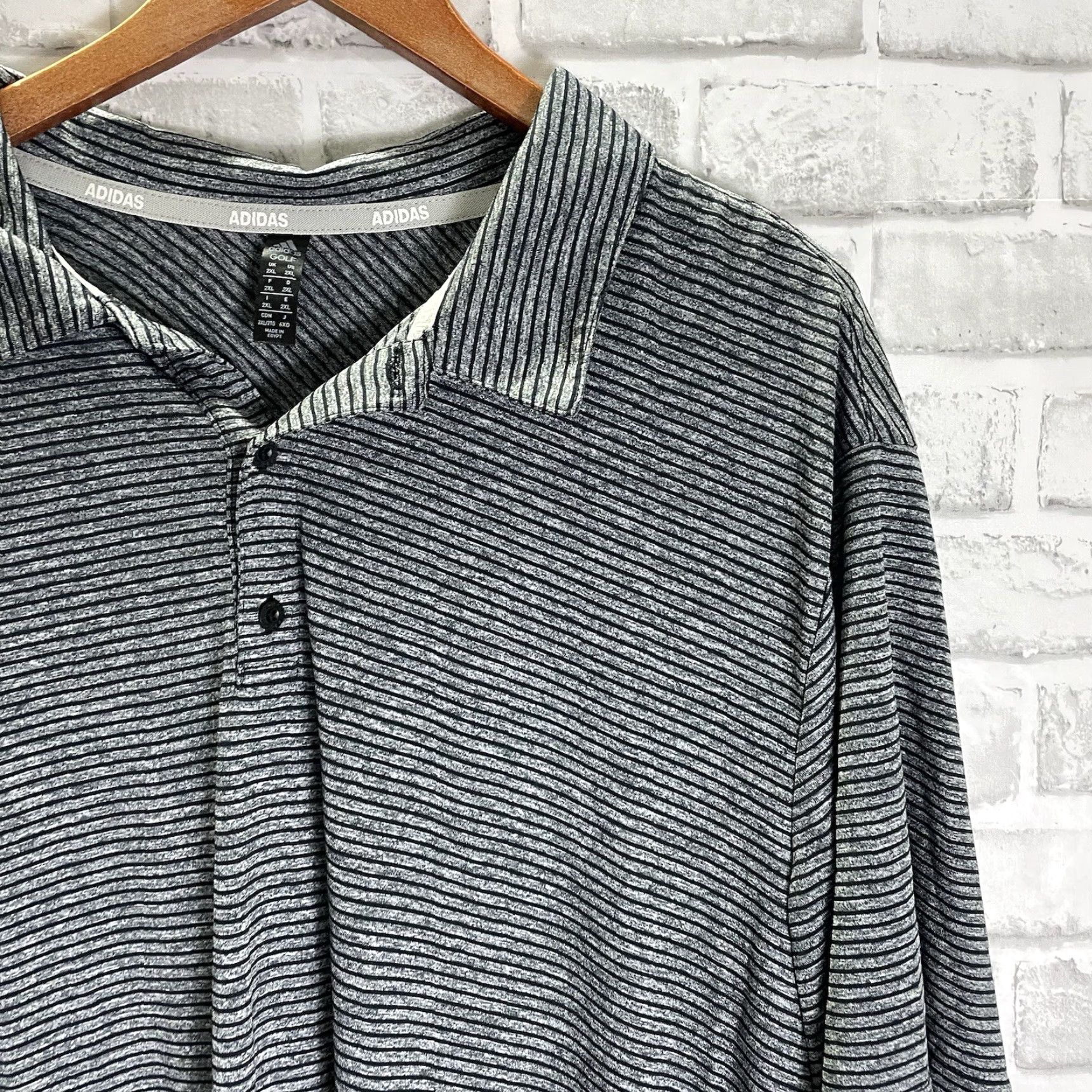Adidas Adidas Golf Gray Striped Polo Shirt Mens 2XL Athletic Shirt Polo Golf Gr ay Striped Adidas Golf Mens 2XL Size US XXL / EU 58 / 5 - 2 Thumbnail