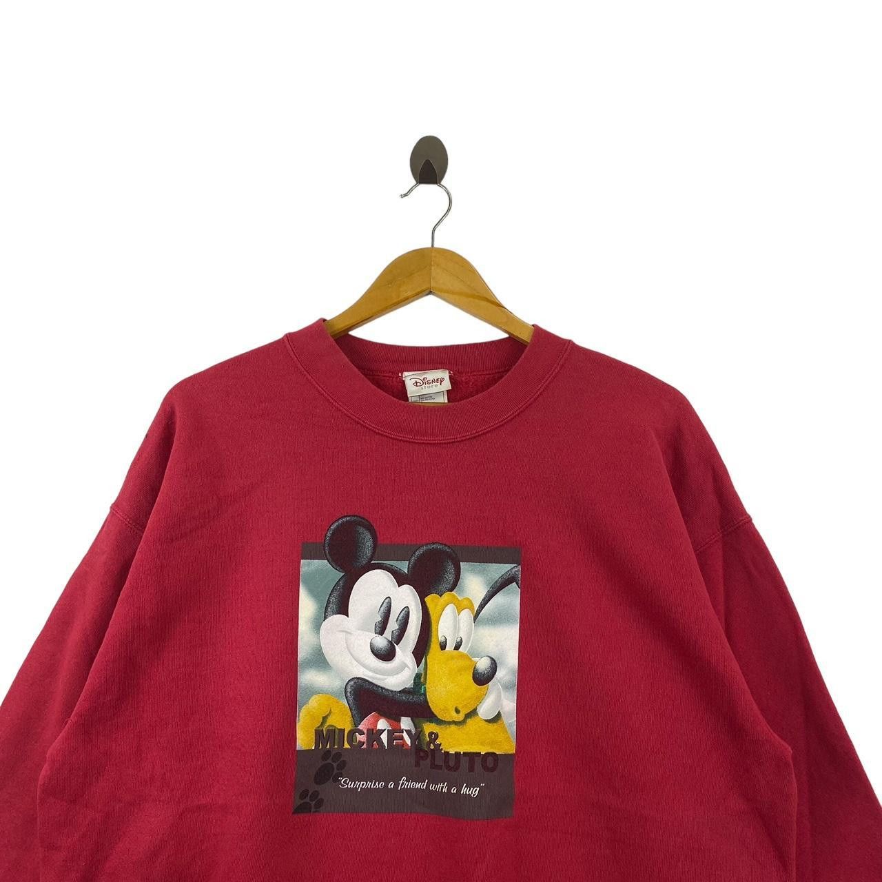 Disney Vintage 90’ DISNEY STORE Mickey Mouse & Pluto Hug Sweatshirt Size L / US 10 / IT 46 - 3 Thumbnail