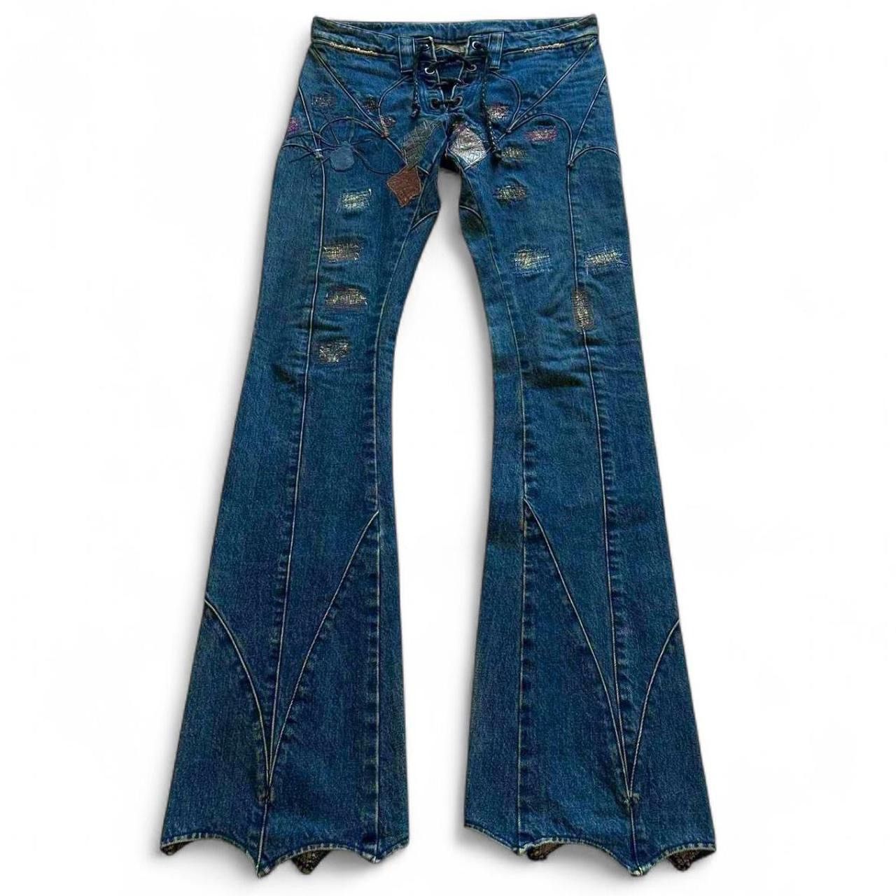 HENRY DUARTE SPIDER LACE-UP FLARE DENIM