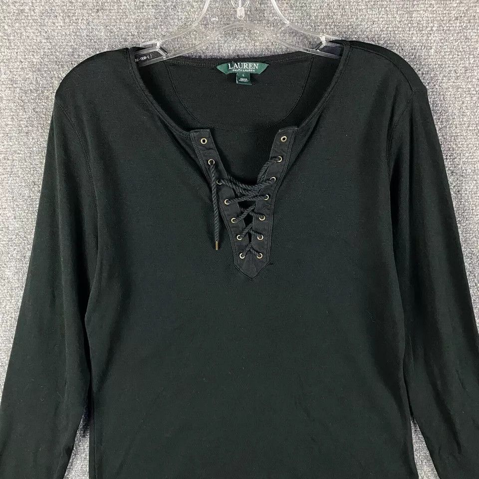 Lauren Ralph Lauren Lauren Ralph Lauren Top Women's Large Black Long Sleeve Size L / US 10 / IT 46 - 2 Thumbnail