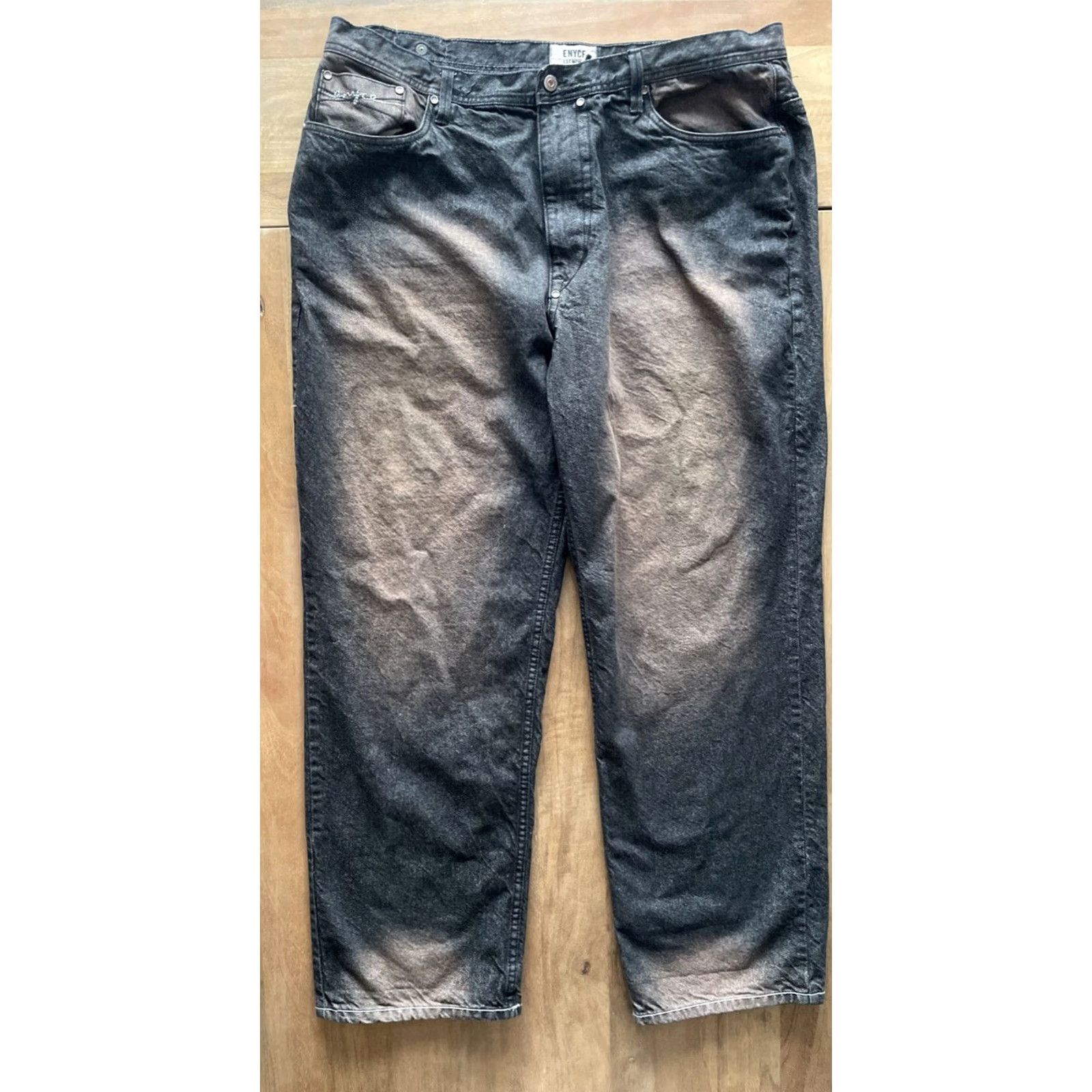 Enyce VINTAGE Enyce Jeans Mens Jeans 42x33 Baggy Hip Hop Skater Embroidered Logo Black 90s Y2K City Grunge Hip Hop Mens Jeans Size US 42 / EU 58 - 2 Thumbnail