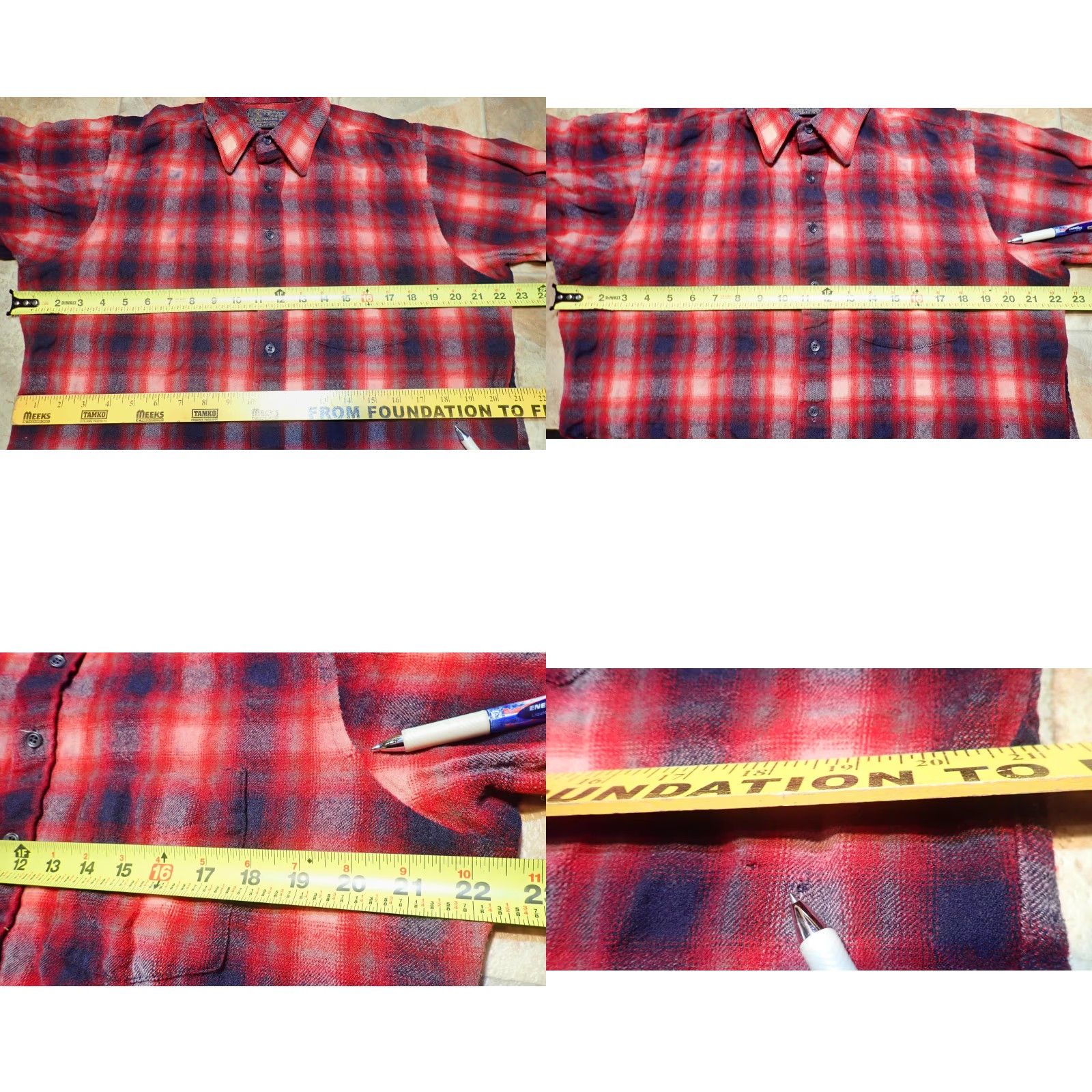 Pendleton VINTAGE Pendleton SHIRT M USA 60's shadow plaid ombré distressed wool 60s USA Shadow Plaid Size US M / EU 48-50 / 2 - 8 Thumbnail