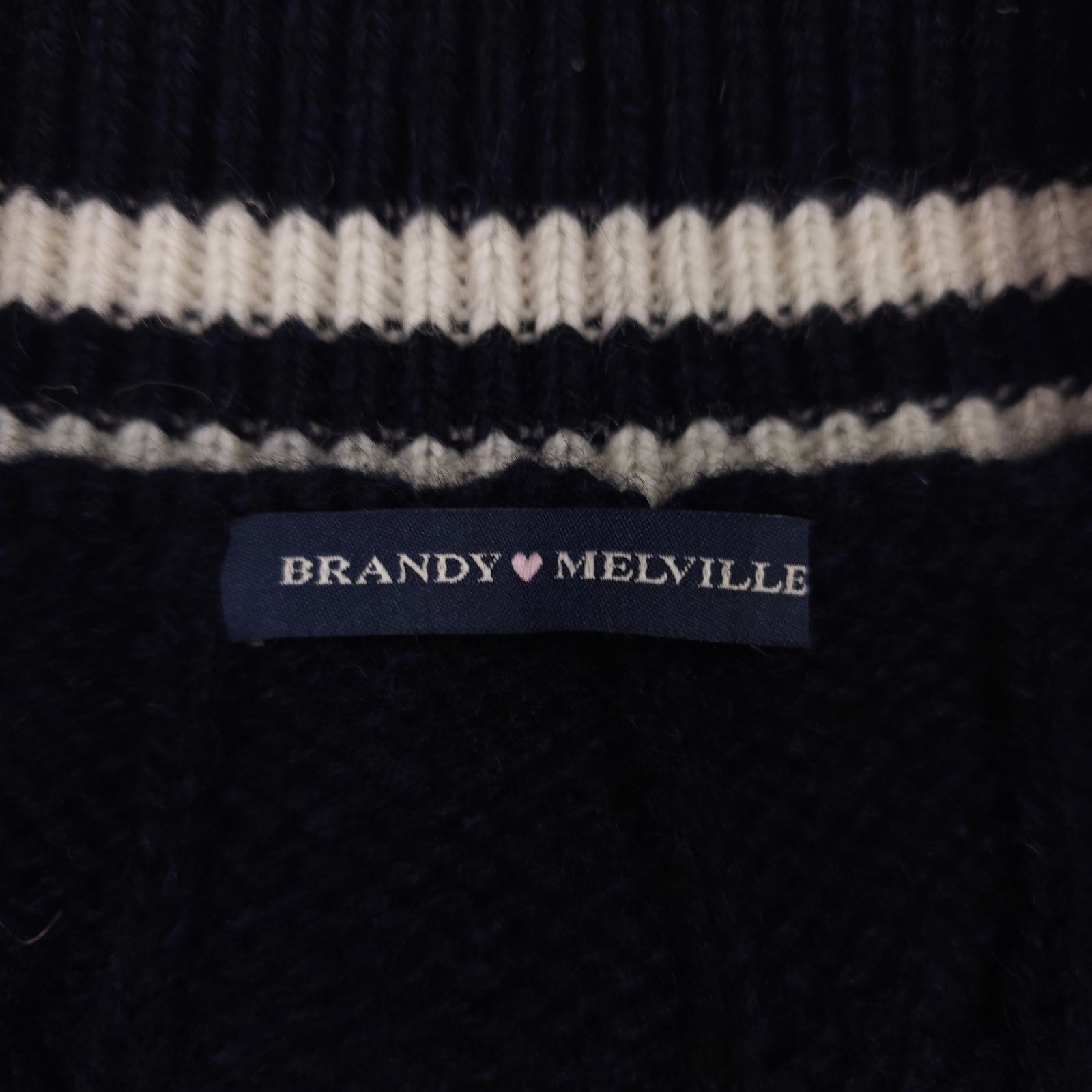 Brandy Melville Brandy Melville Varsity Stripe Navy Blue Wool Sweater Size ONE SIZE - 6 Thumbnail