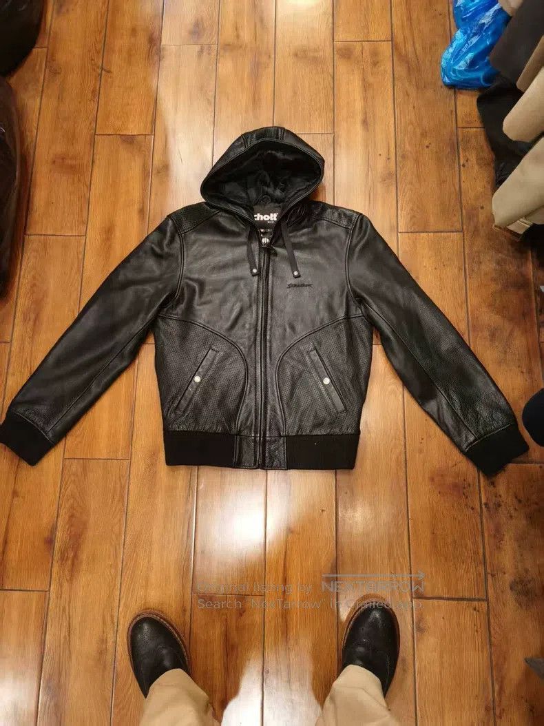 Schott Schott Calfskin hooded biker men's leather jacket Size US S / EU 44-46 / 1 - 1 Thumbnail