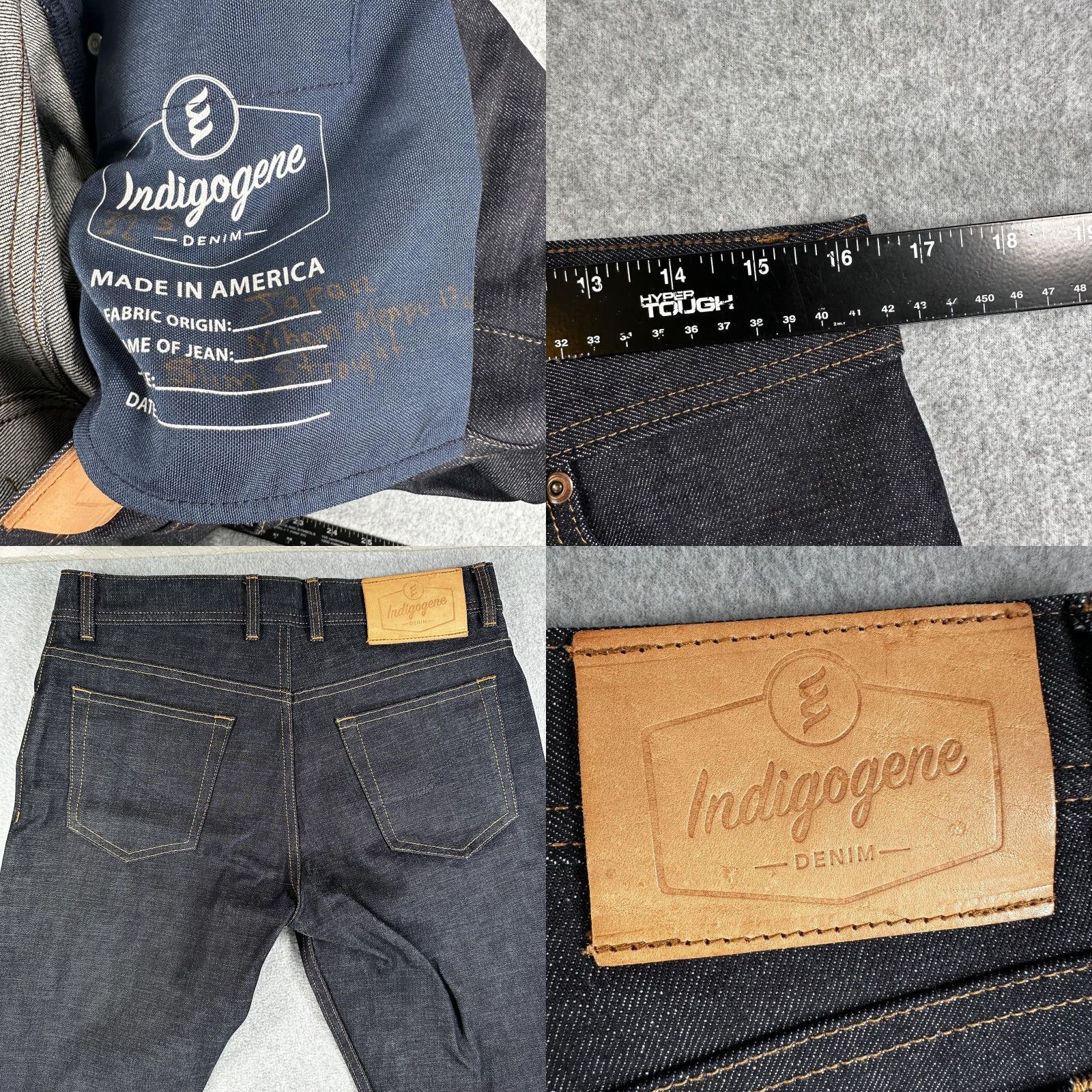 Denime Indigogene Denim Jeans Mens 32x34 Dark Indigo Straight Leg Zip 5-Pocket Denim Clothing USA Sample Size US 32 / EU 48 - 8 Thumbnail