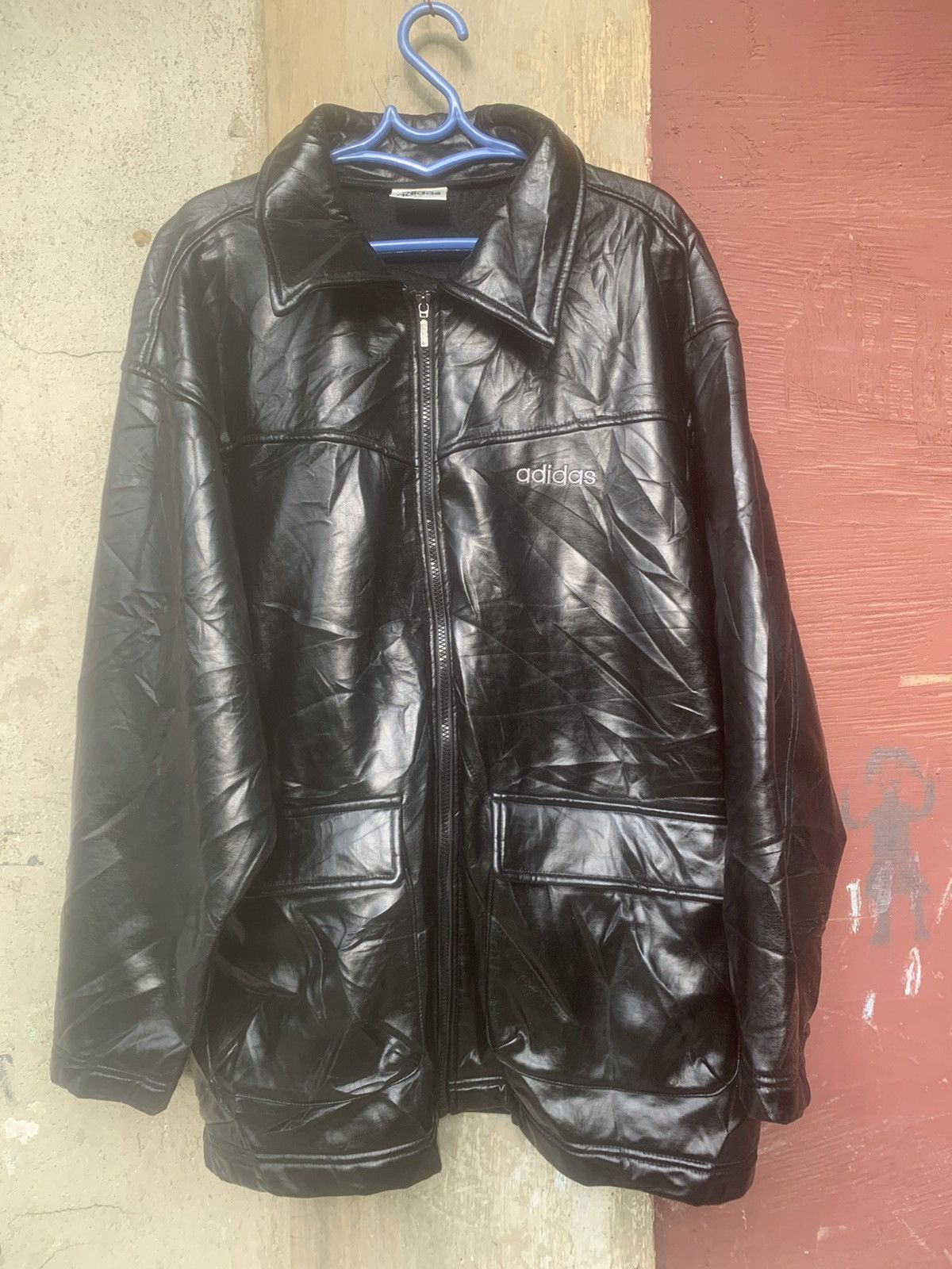 Adidas Vintage Adidas Leather Jacket Size US XL / EU 56 / 4 - 1 Thumbnail