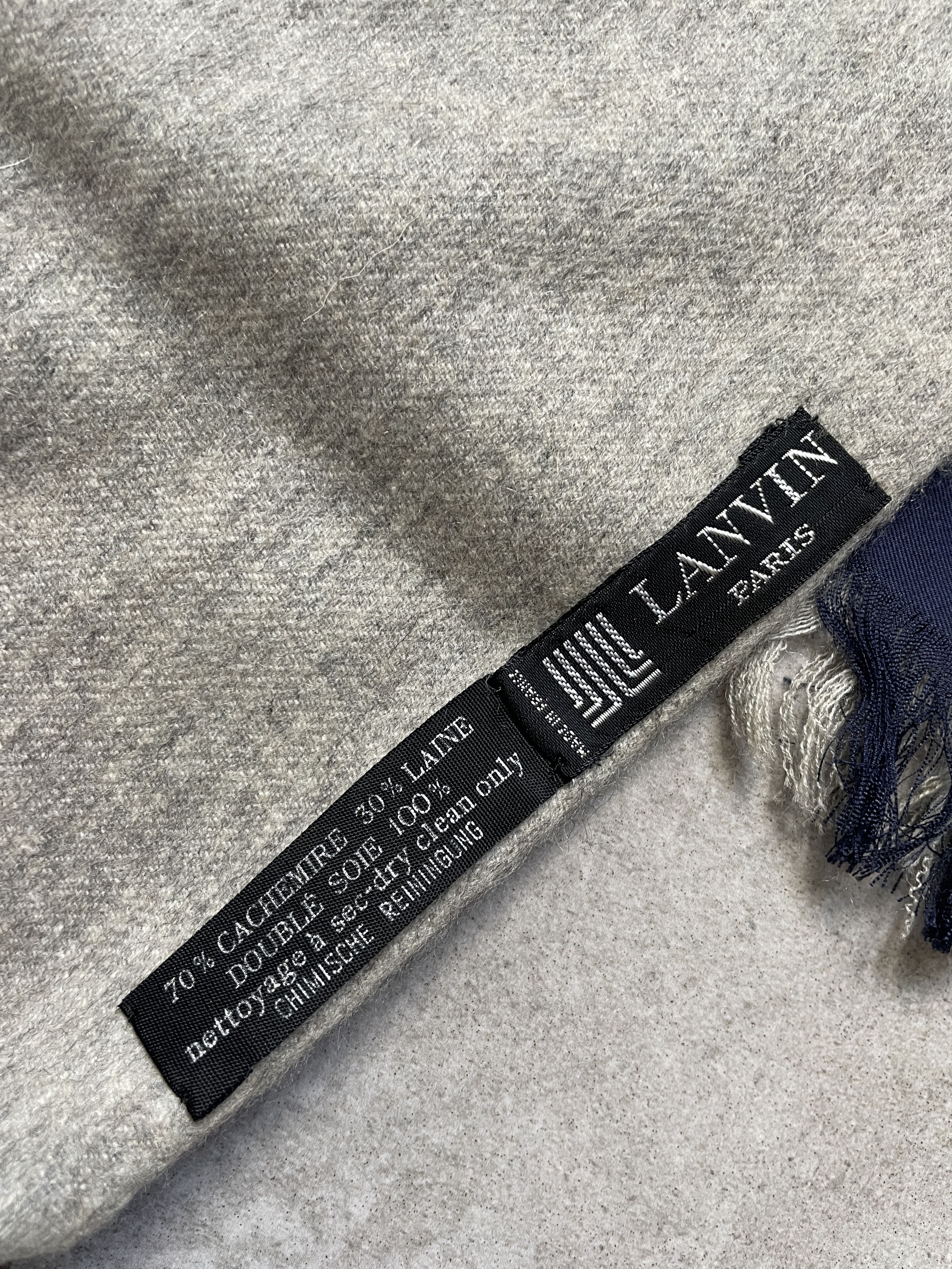 LANVIN PARIS LUXURY REVERSIBLE CASHMERE WOOL SILK SCARF