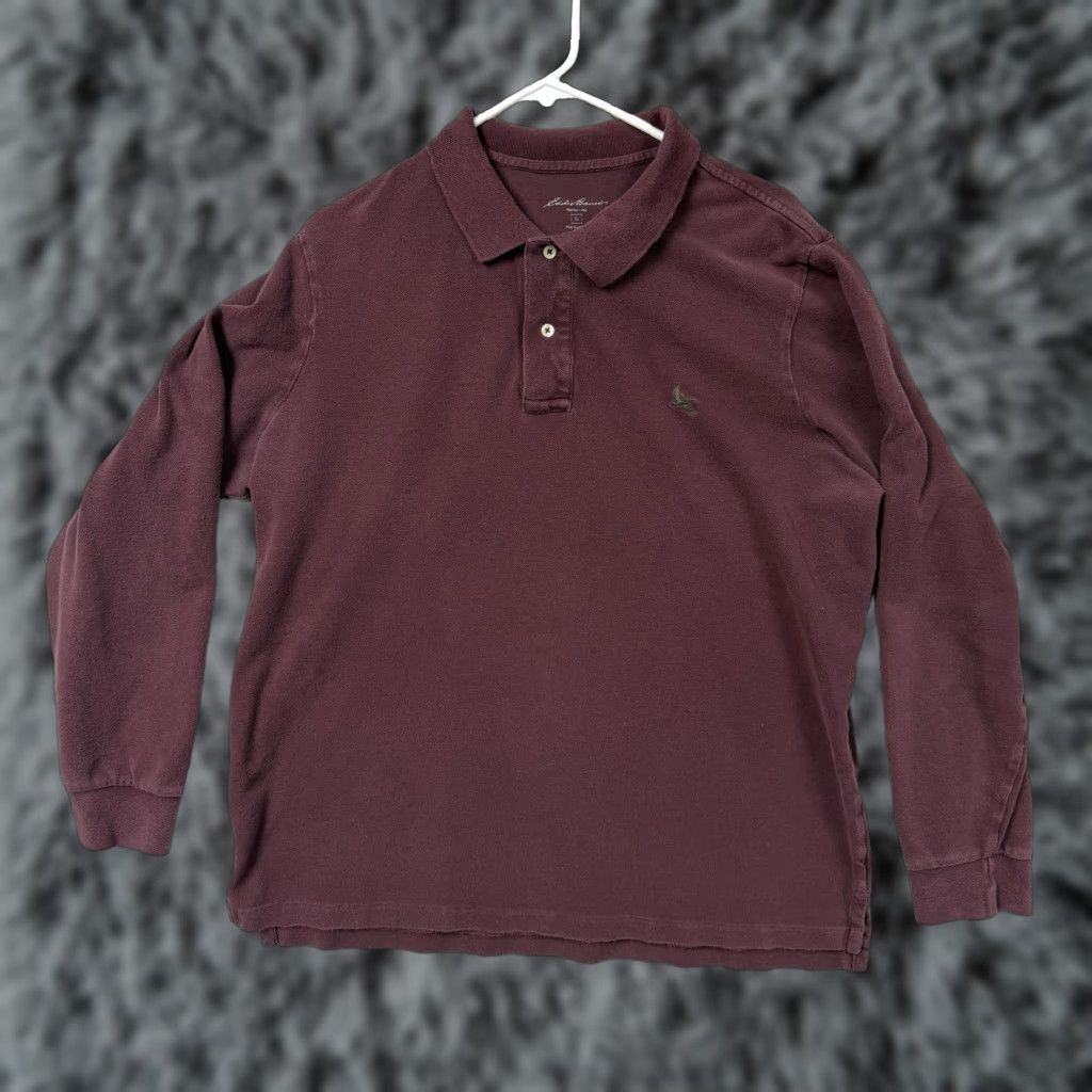 Eddie Bauer Eddie Bauer Polo Shirt Mens XL Maroon Long Sleeve Casual Travel Golf Tennis Walking 100% Cotton Size US XL / EU 56 / 4 - 1 Thumbnail