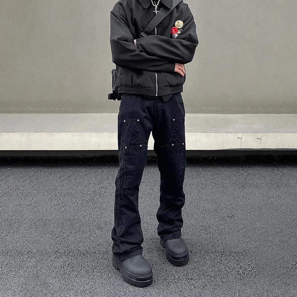 Vintage Black Slim Straight Carpenter Cargo Pants Size US 32 / EU 48 - 1 Thumbnail