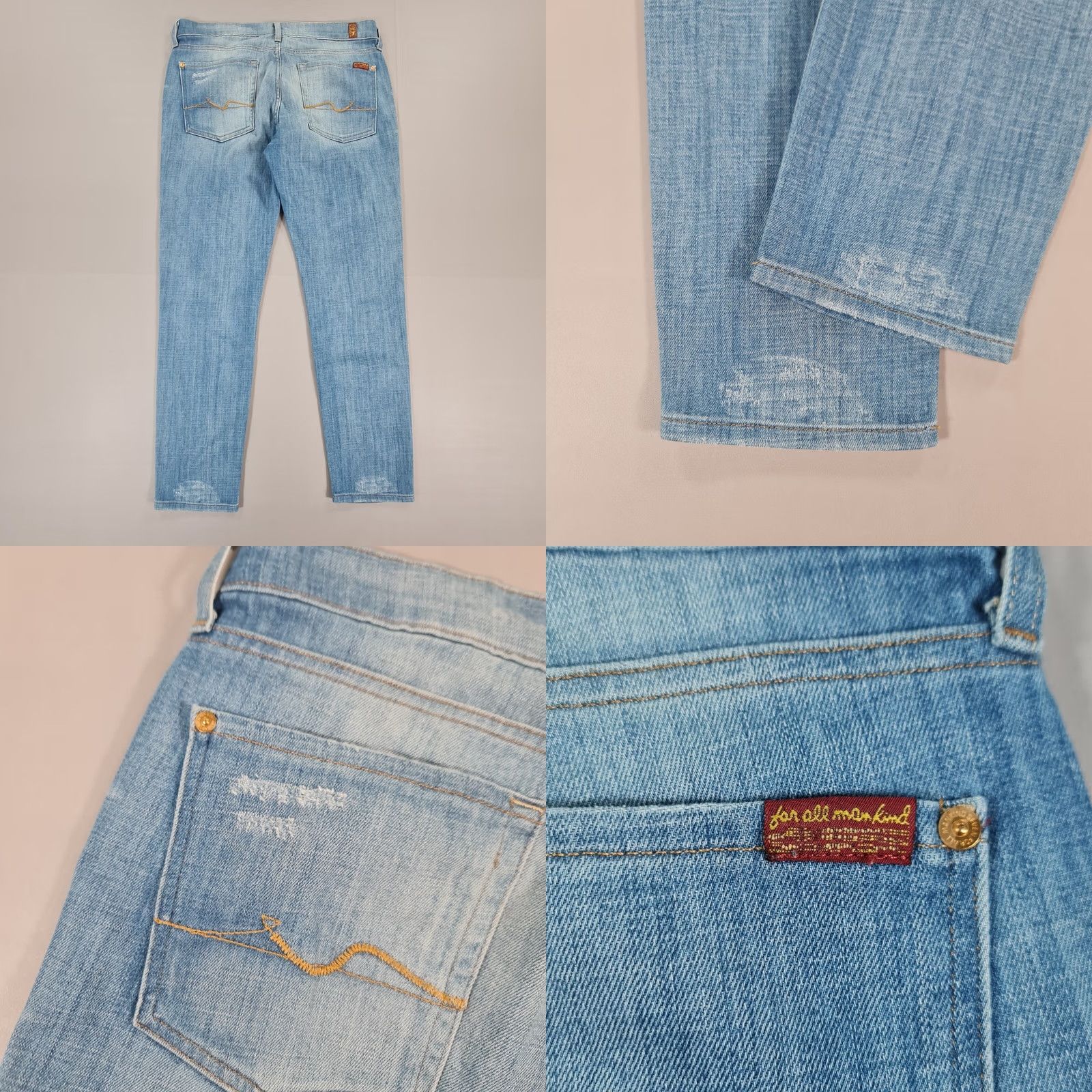 7 For All Mankind 7 For All Mankind Josie Jeans Women's W28 L27 Blue Distressed Stretch Denim 5-Pocket Ankle Size 28" / US 6 / IT 42 - 9 Thumbnail