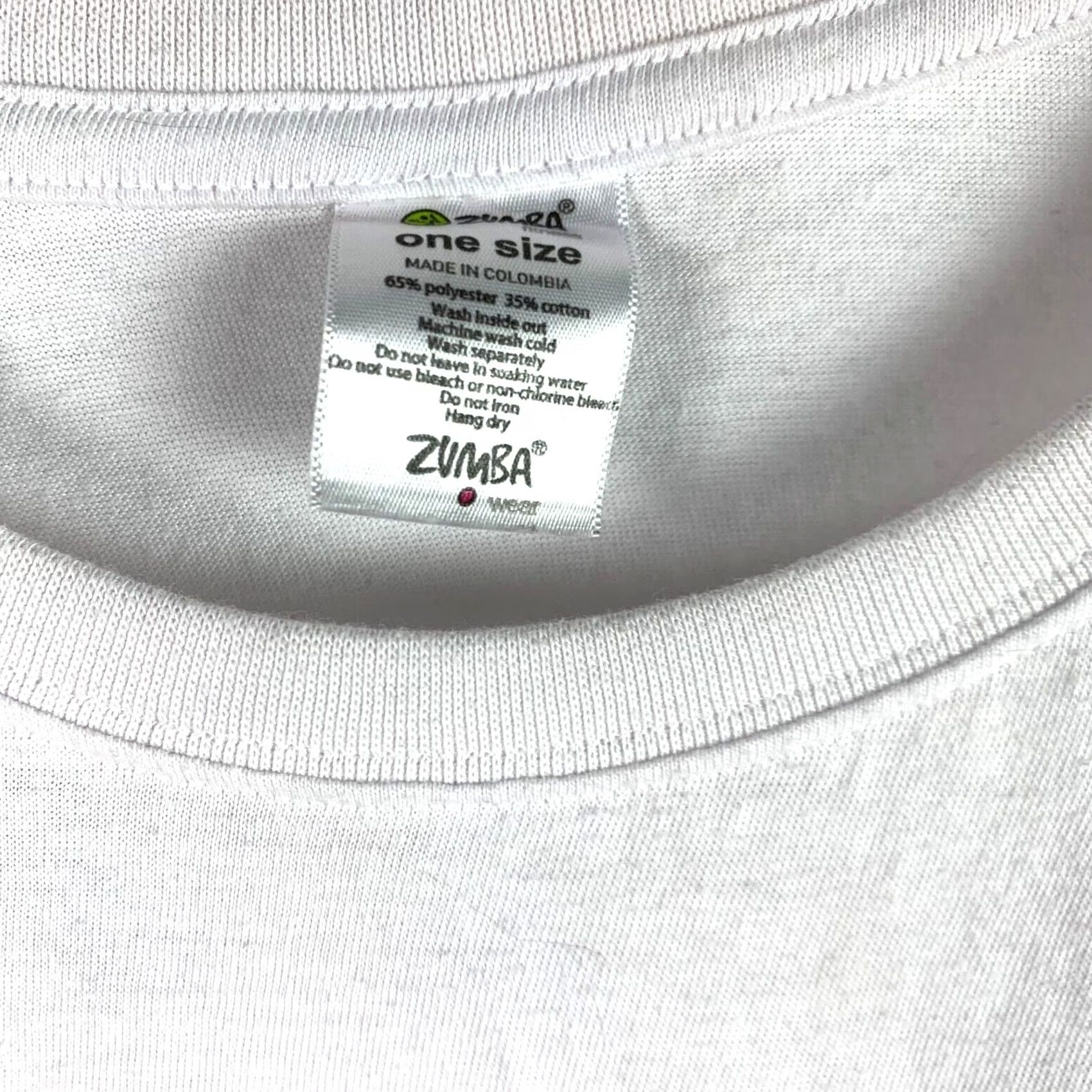 Olive Zumba Fitness Party Live White Graphic Short Sleeve Shirt Top One Size Womens T-Shirt Crew Neck Cozy 2010s Trend (N/A) Size ONE SIZE - 2 Thumbnail